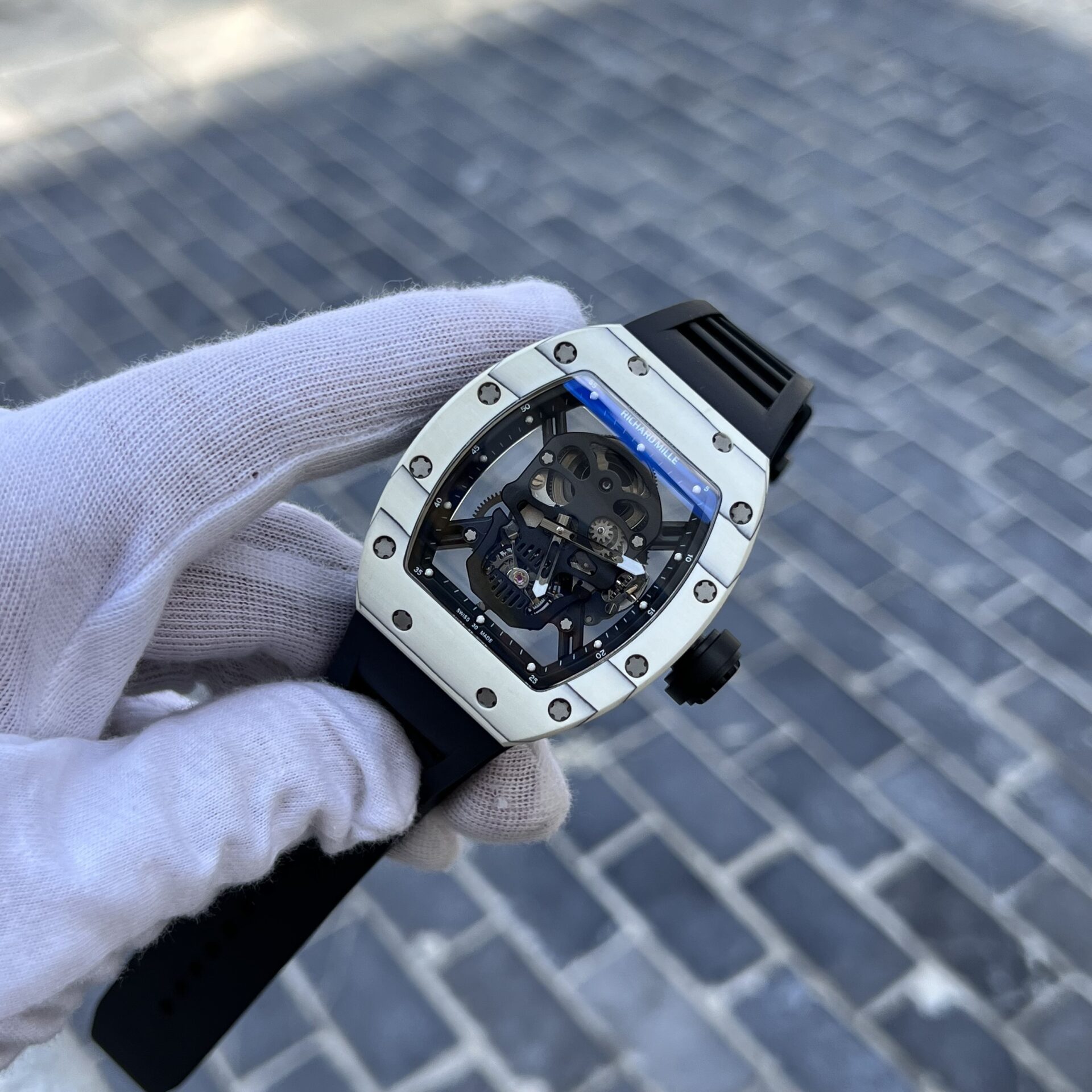 Richard Mille Replica 1:1 Watch RM052 Skull Tourbillon White Case 43mm - Top club