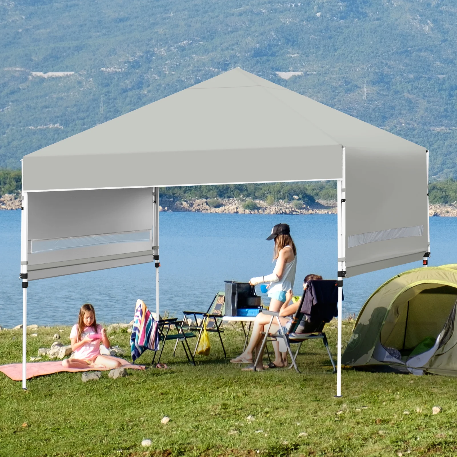 Patiojoy 10x17ft Pop up Canopy 3 Height Adjustment Folding Tent with Roller Bag White - Image 15