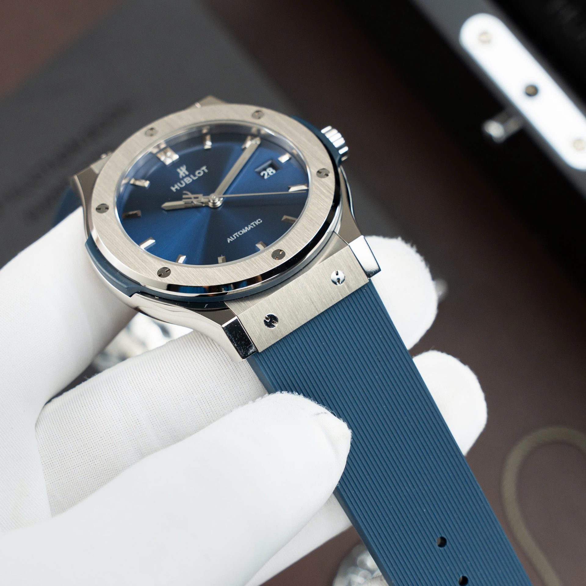Hublot Classic Fusion Titanium Blue Replica Watch Movement SW300 Rubber Strap 42mm - Top club