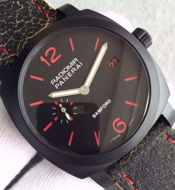 Replica Panerai PAM514 Bamford PVD Black Dial Distressed Leather Strap - Top club