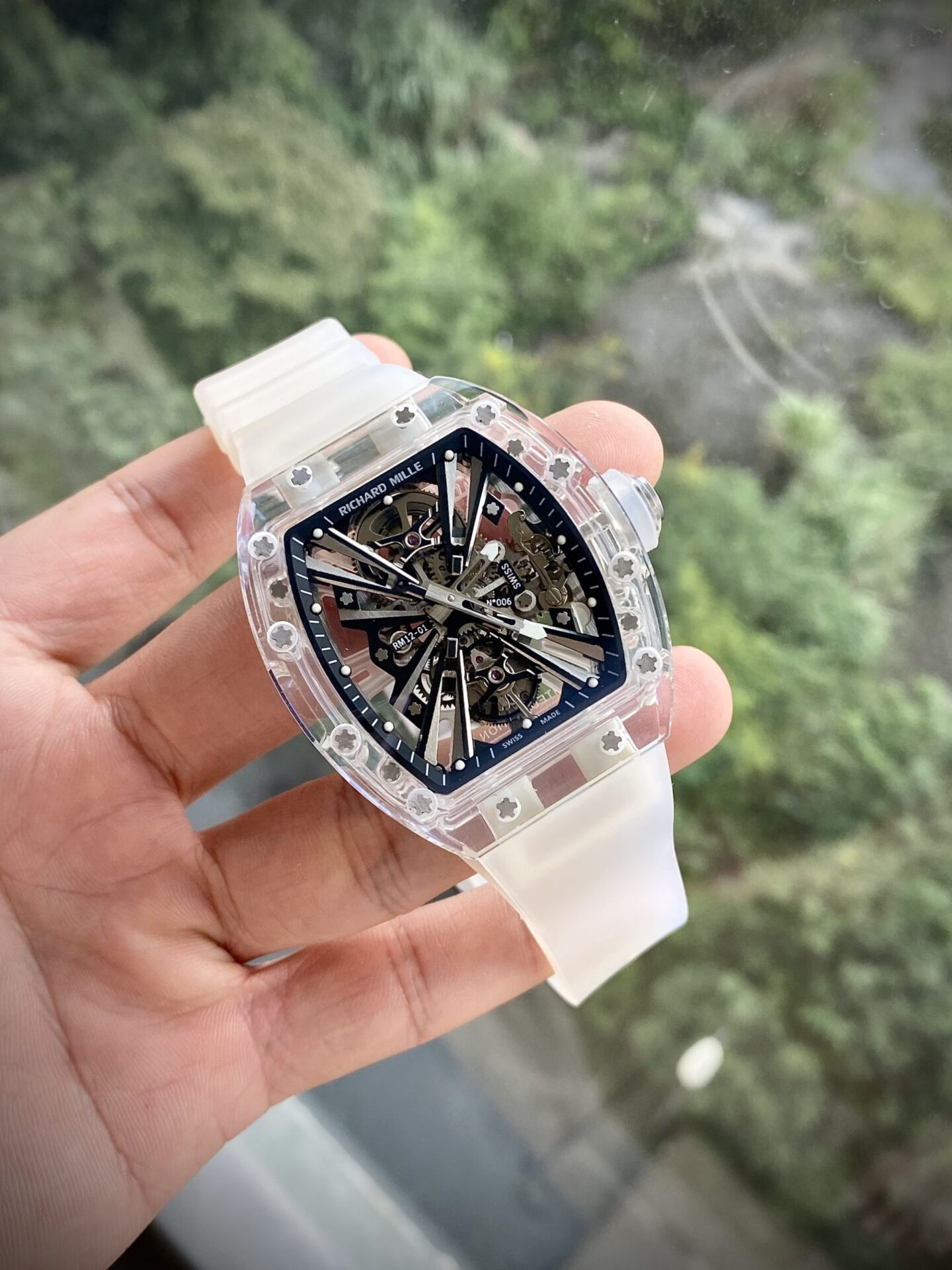 Richard Mille Replica Watch RM12-01 Tourbillon Sapphire Rubber Strap 44mm - Elite Watch Atelier