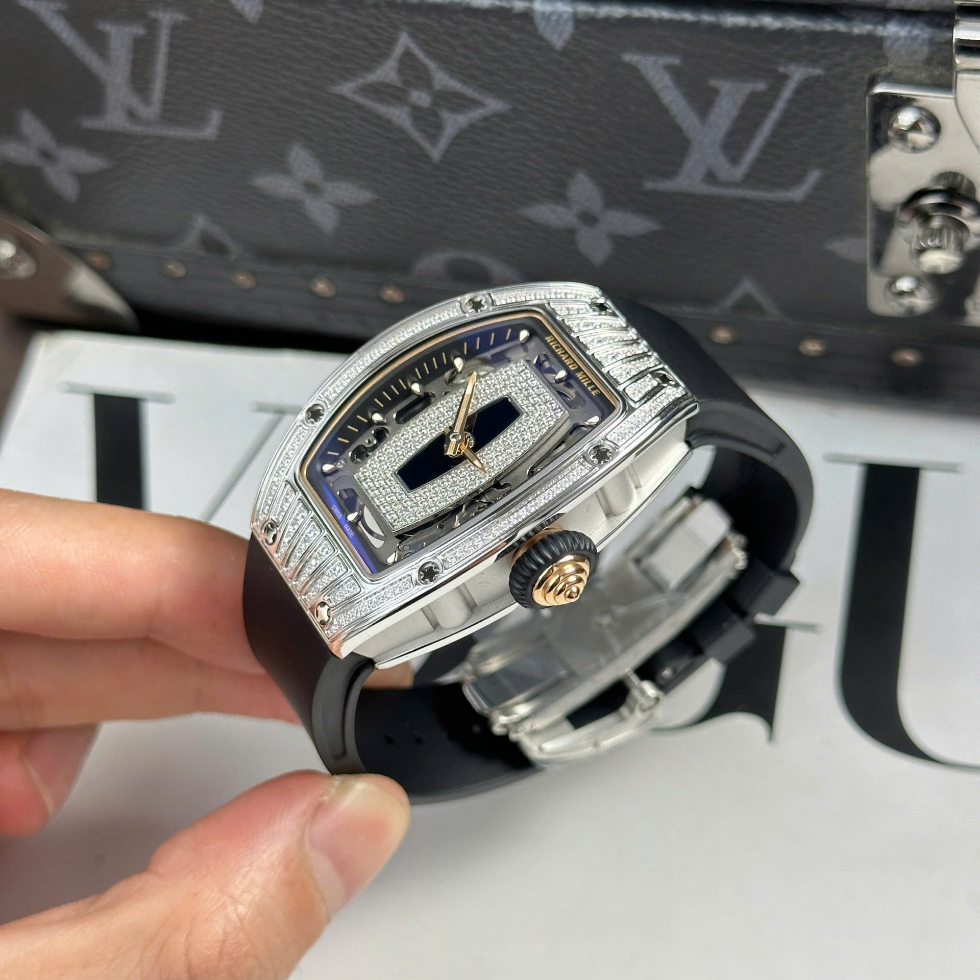 Richard Mille RM07-01 Best Replica Watches Diamonds Black Rubber Strap ZF Factory 36mm - Top club