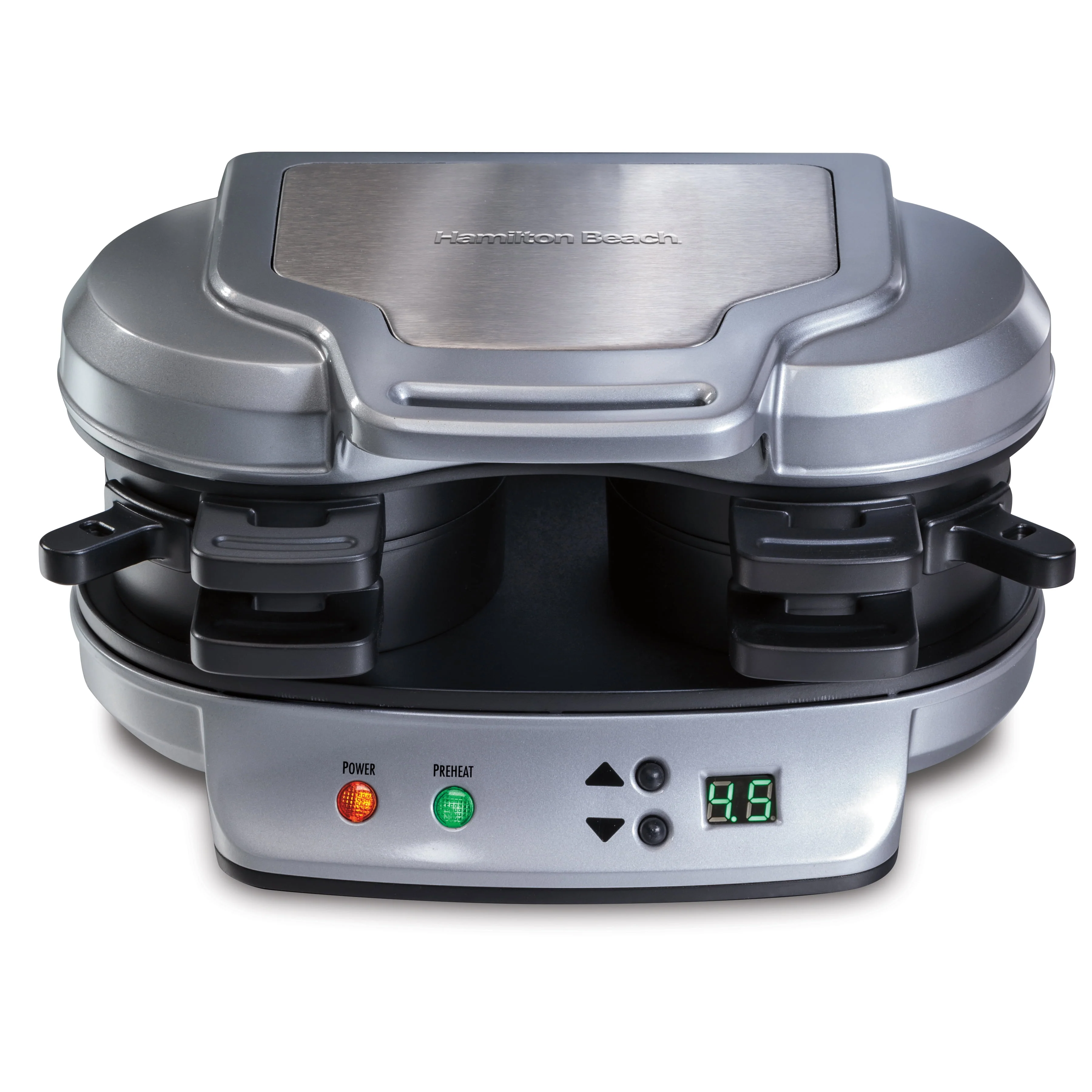 Hamilton Beach Dual Breakfast Sandwich Maker with Timer, 2 Sandwich Capacity, Silver, 25490 - Image 2