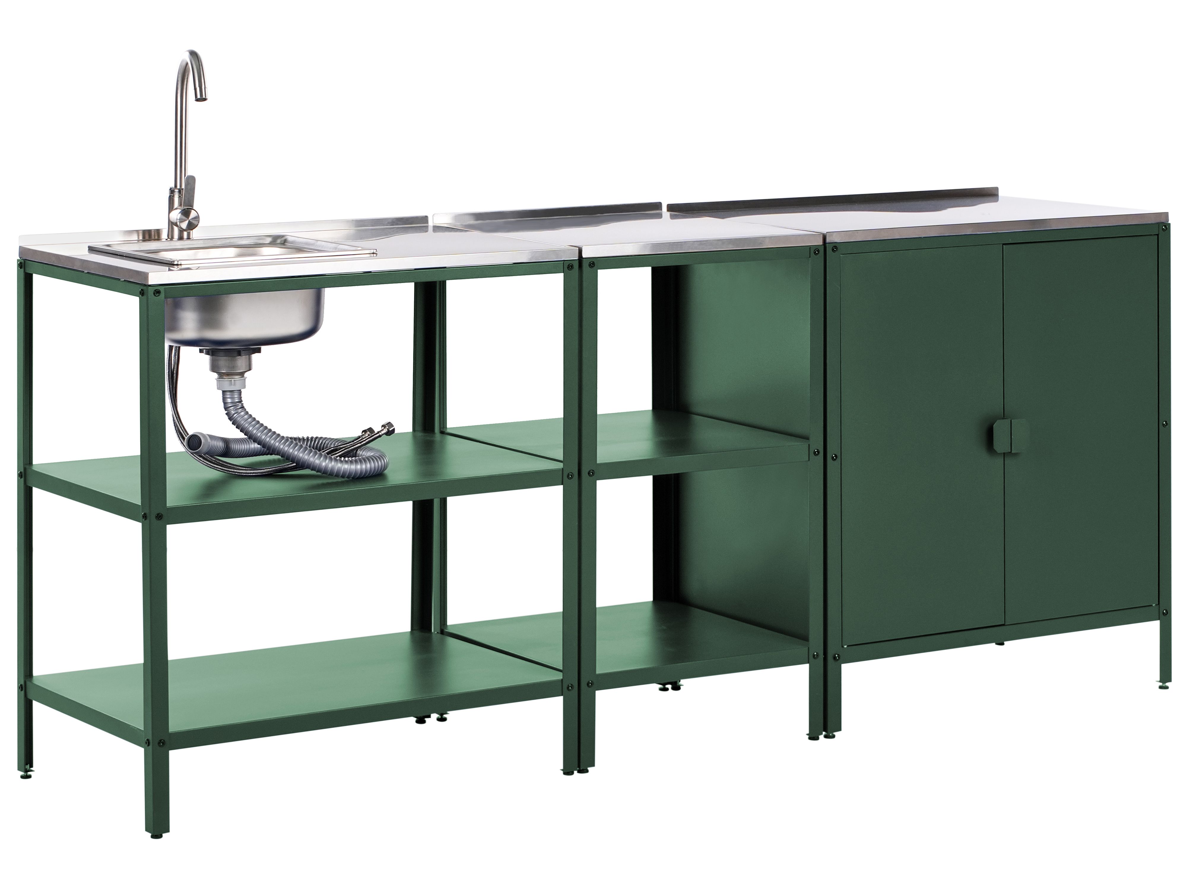 3 Piece Outdoor Kitchen Set with Sink VILAMA Metal Green