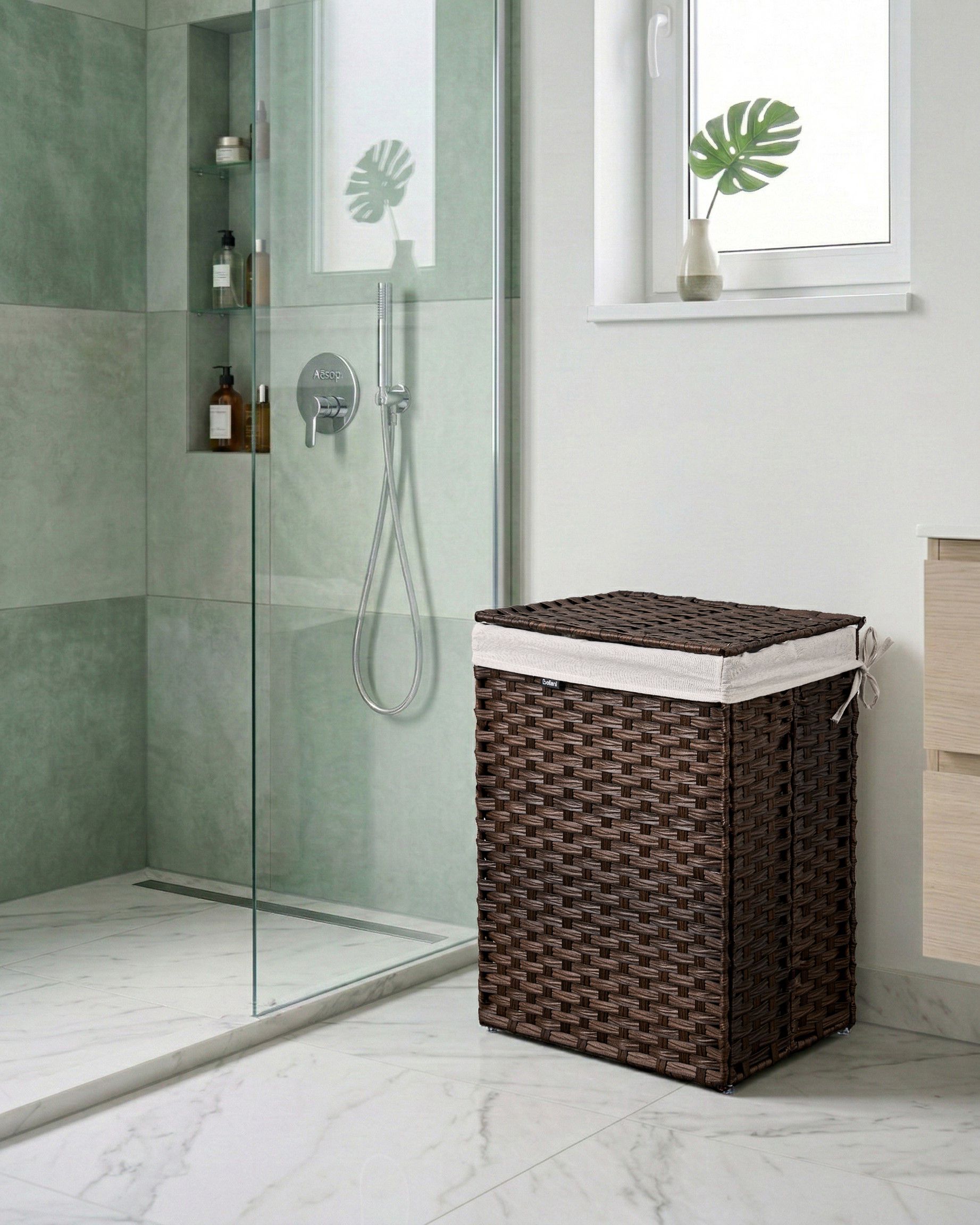 Laundry Basket MUCUBAJI Fabric Dark Brown 83 L