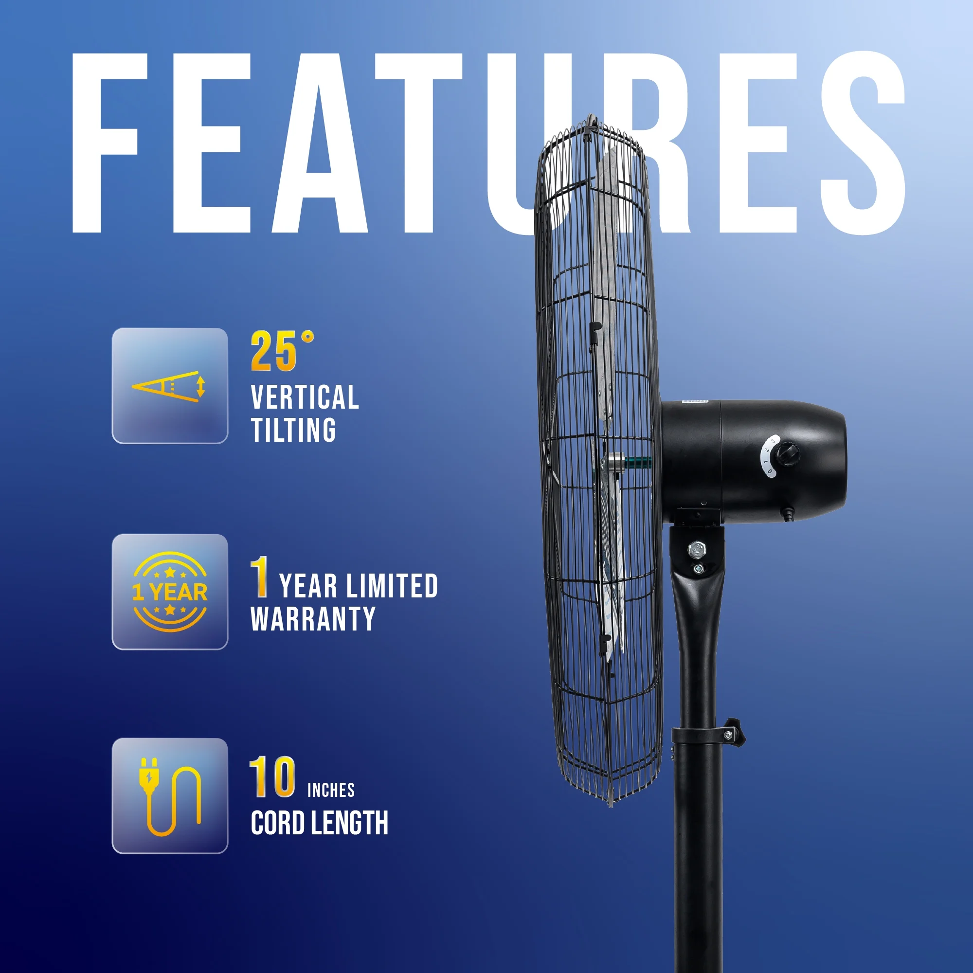Tornado - 20 Inch High Velocity Metal Oscillating Pedestal Fan - Commercial, Industrial Use Water-Resistant - Image 37
