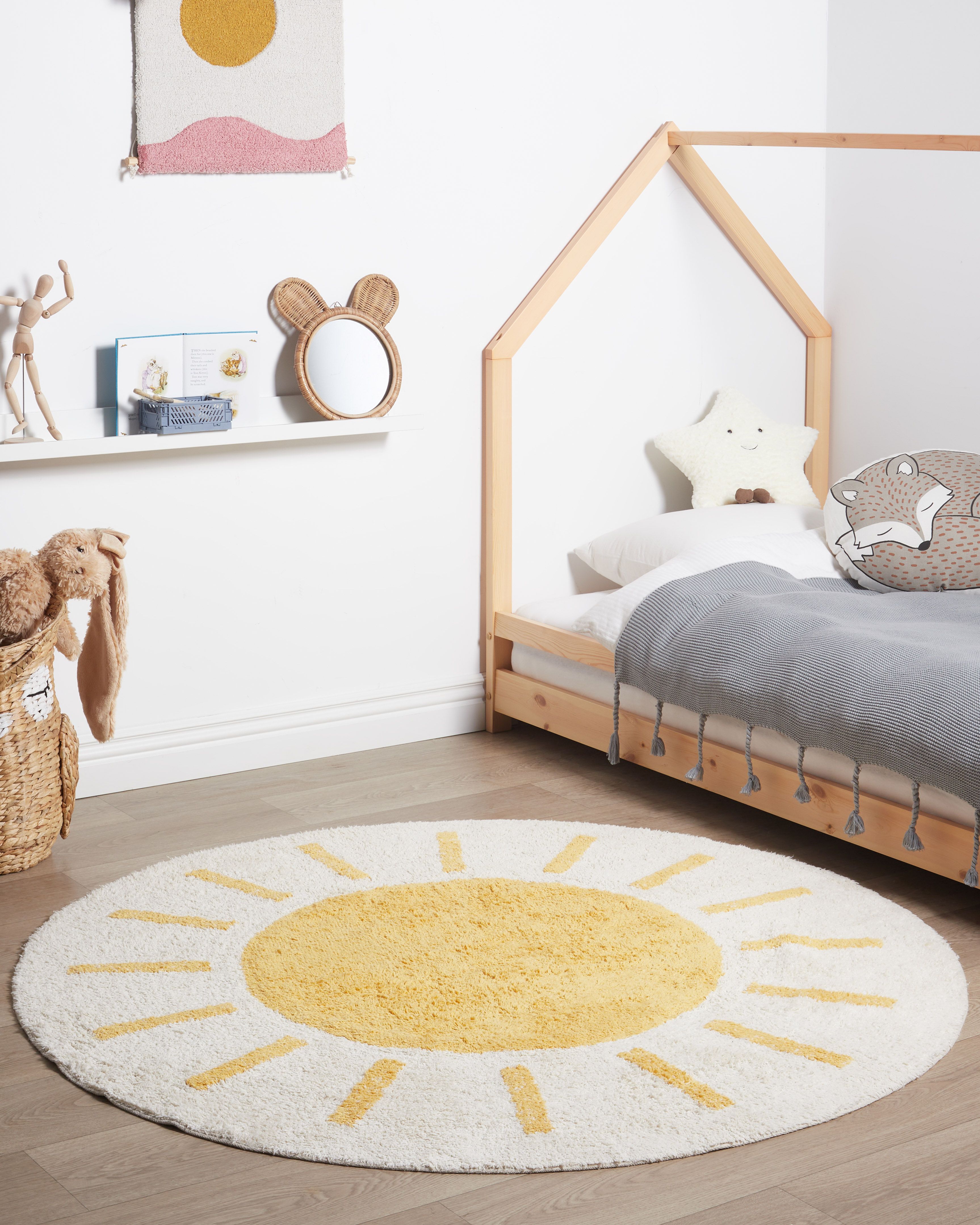 Kids Rug BAIKER Beige ø 140 cm Cotton