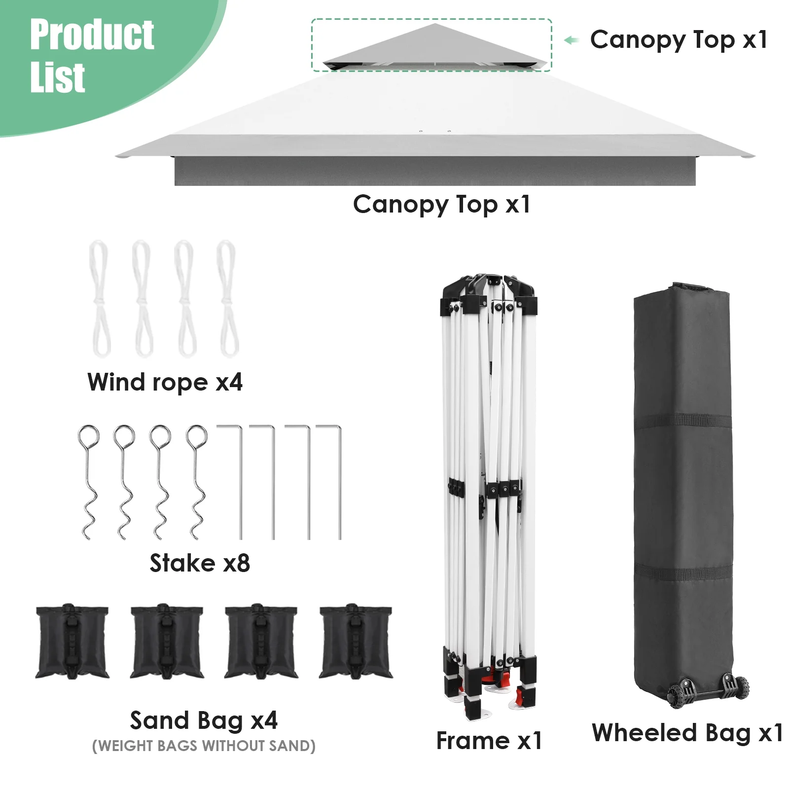 Pirecart 12' x 12' Pop-up Canopy Tent Waterproof Outdoor Gazebo Shelter with Wheeled Bag, Instand Canopy , White - Image 23