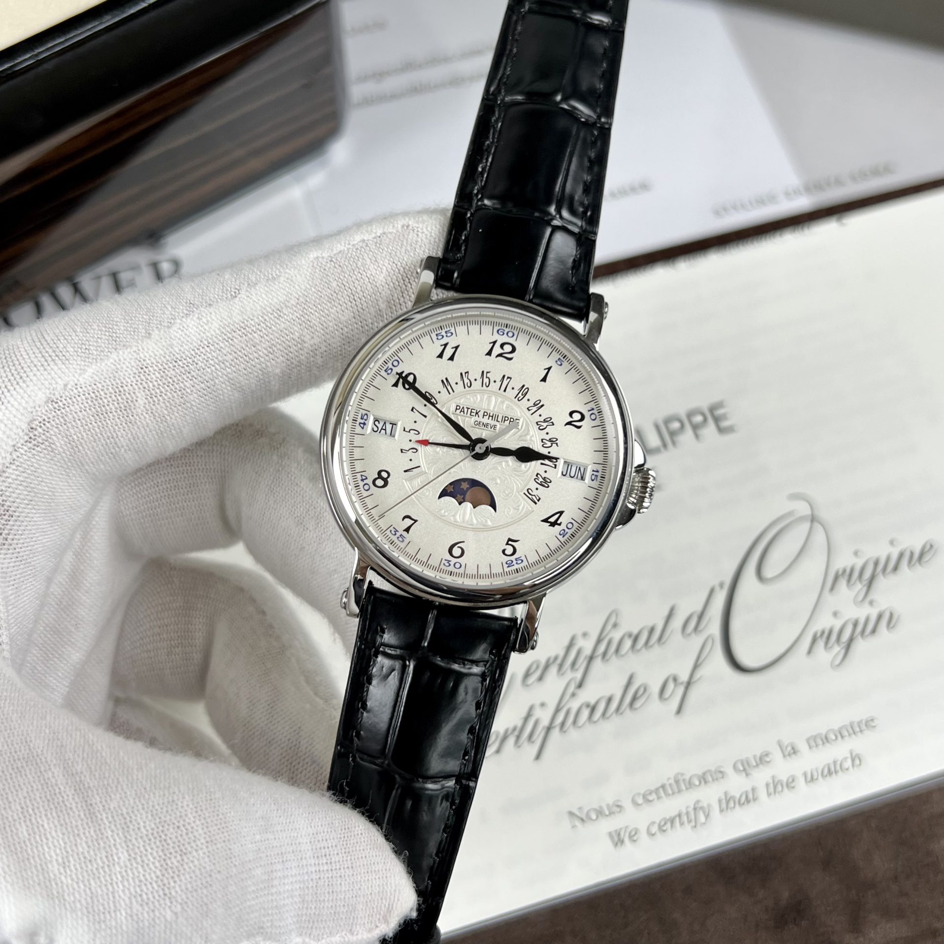 Patek Philippe Replica Watches Grand Complications 5159G White Dial 38mm - Elite Watch Atelier