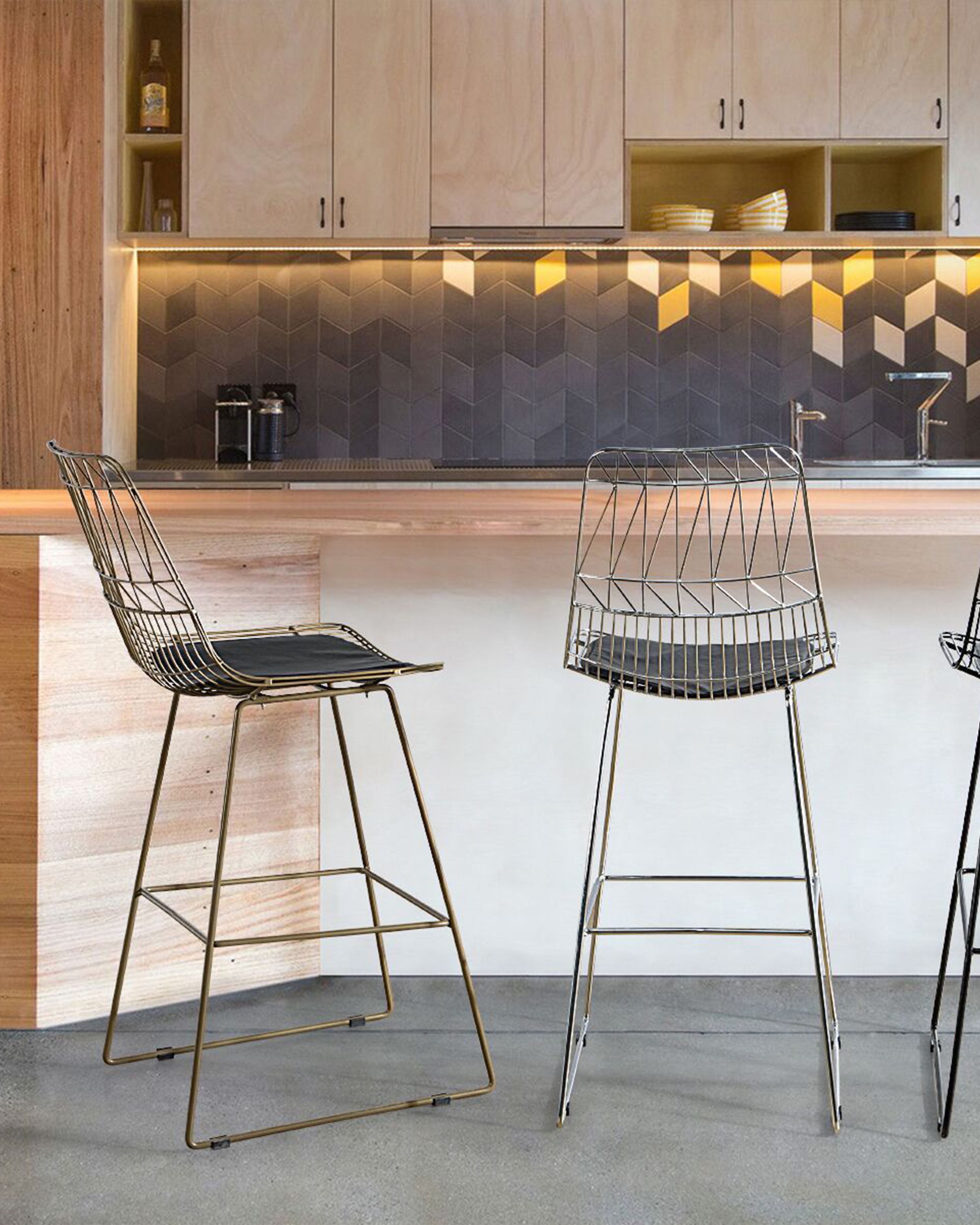 Set of 2 Bar Chairs PRESTON Metal Silver