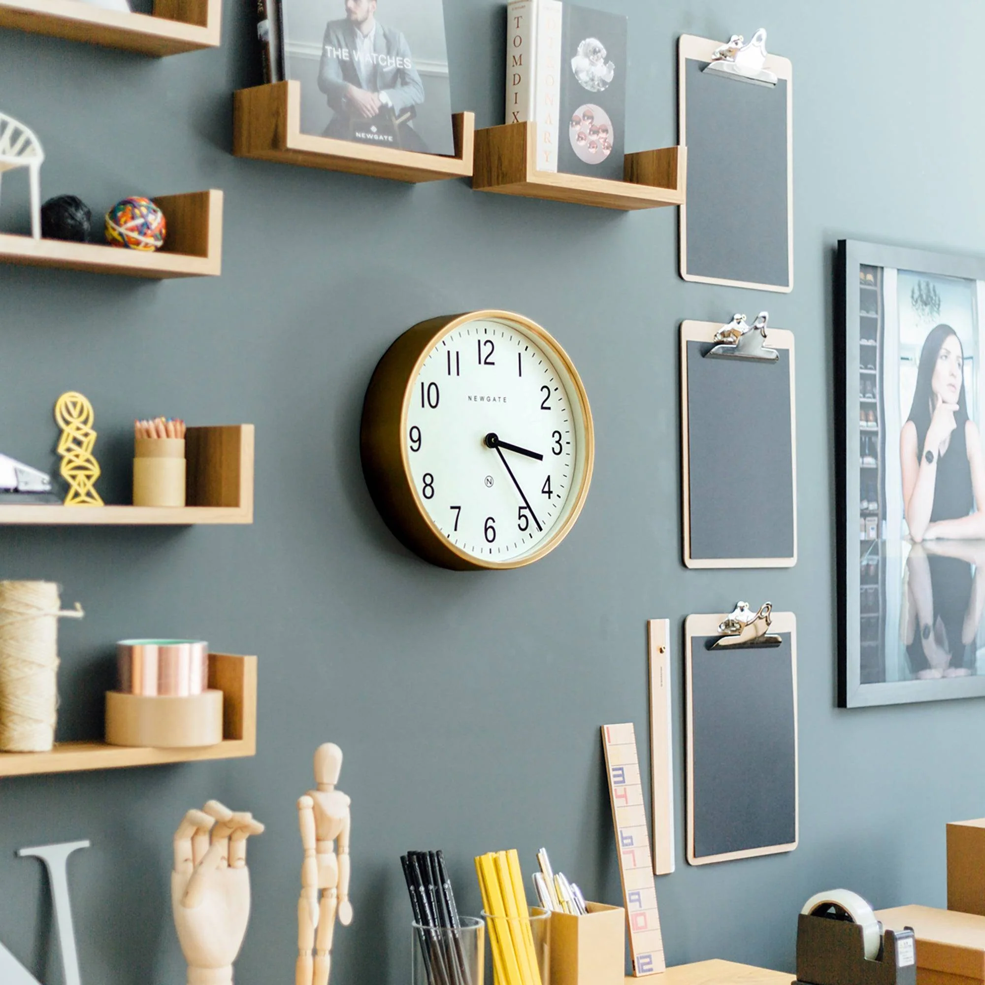 Newgate Master Edwards wall clock in brass