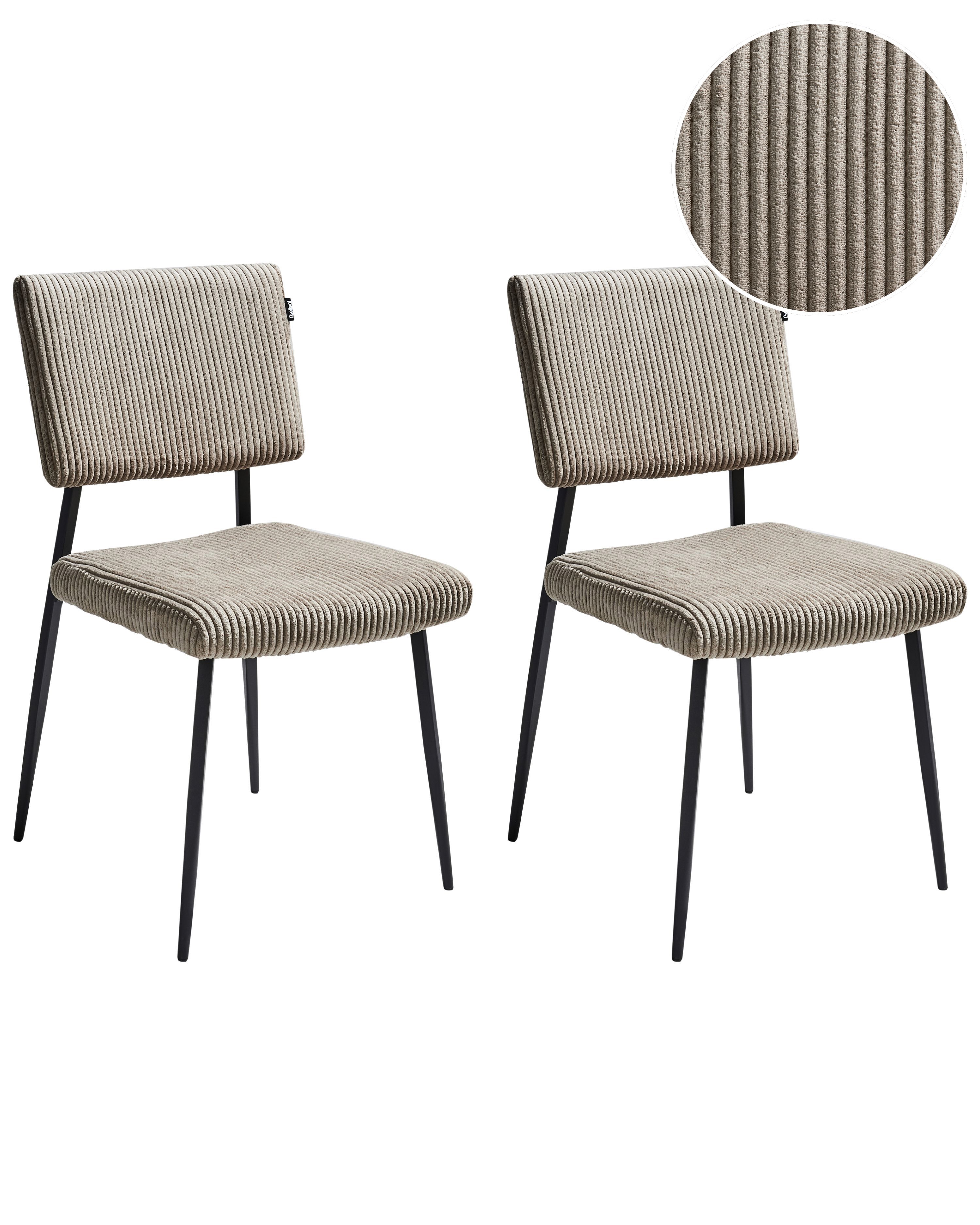 Set of 2 Dining Chairs STURGIS Corduroy Taupe