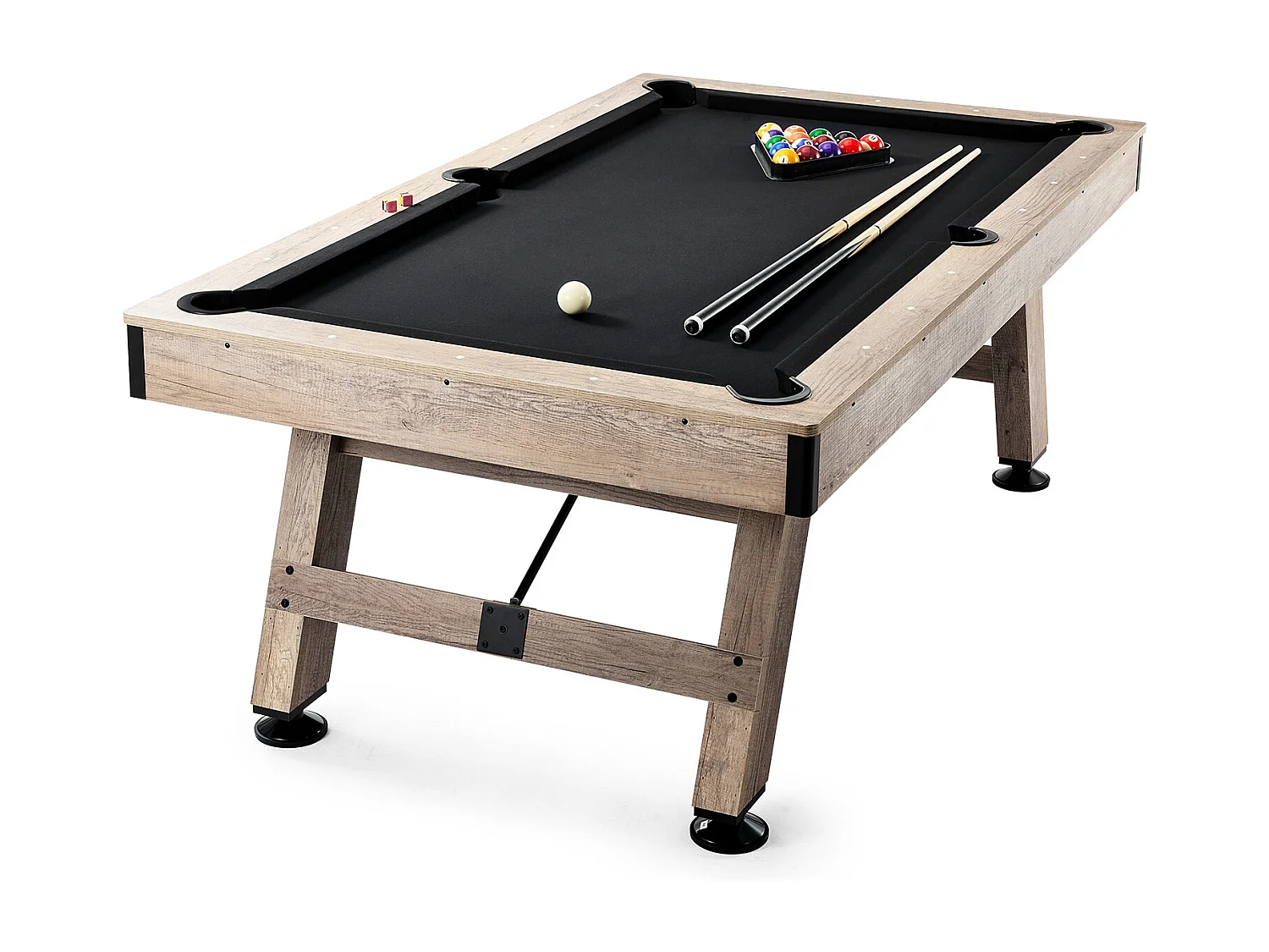 Table de Billard de 213 cm, Table Transformable - Ensemble de Table de Billard, Tissu Noir, pour Salle de Jeux