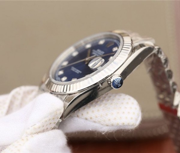 Replica Rolex DateJust 41mm 126334 Fluted Bezel Blue Dial Diamonds Markers Bracelet A3235 - Top club