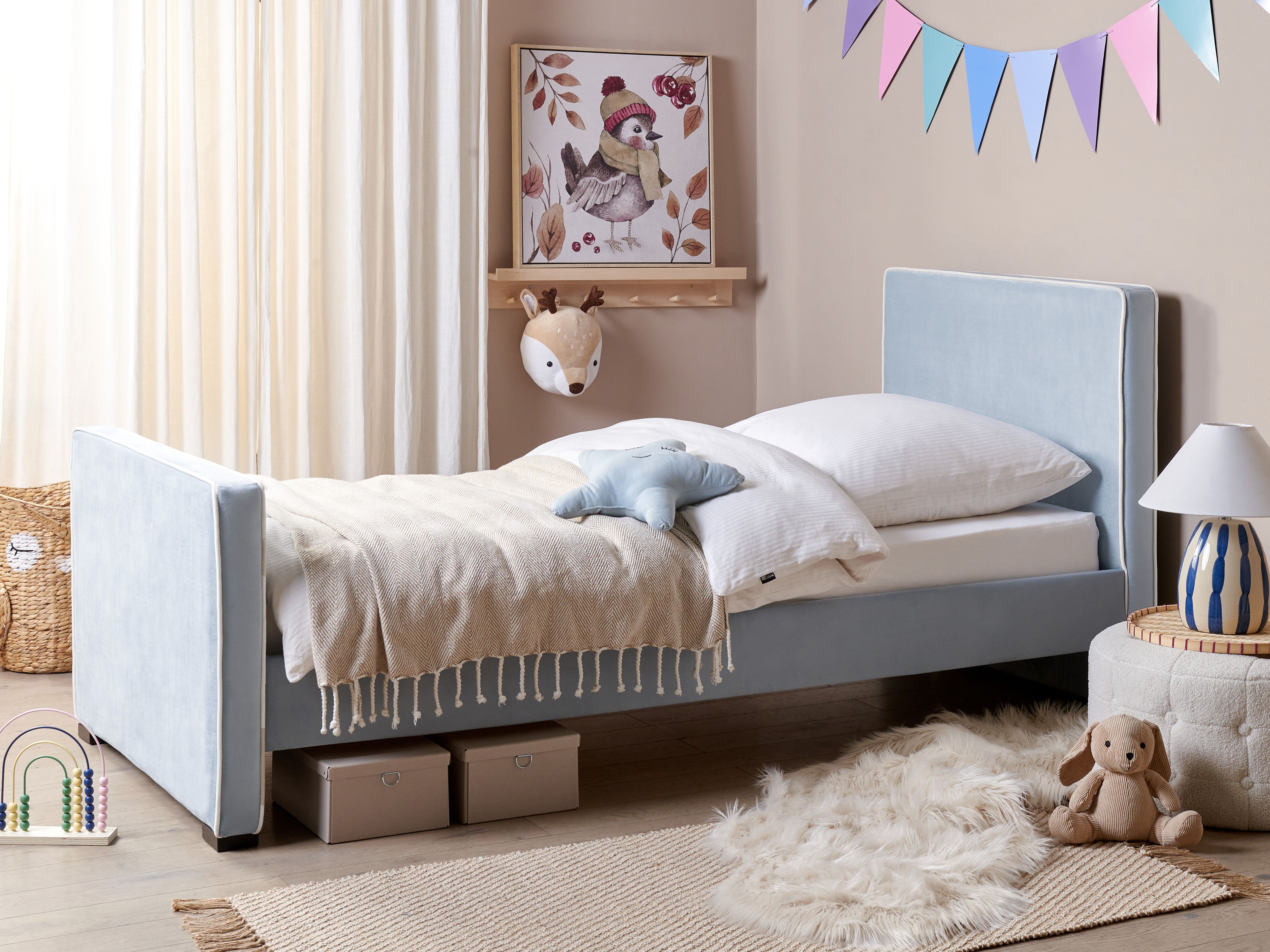 Bed Velvet TEENIE 90 x 200 cm (EU Single) Light Blue