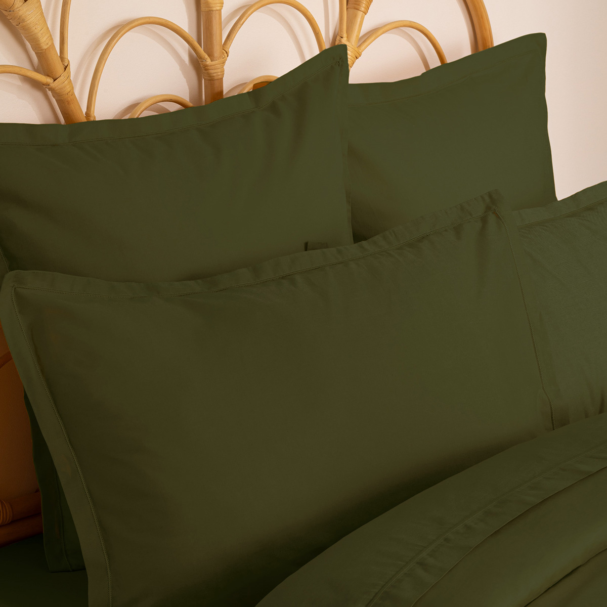Pillowcase, cotton Khaki green, 50x70 cm