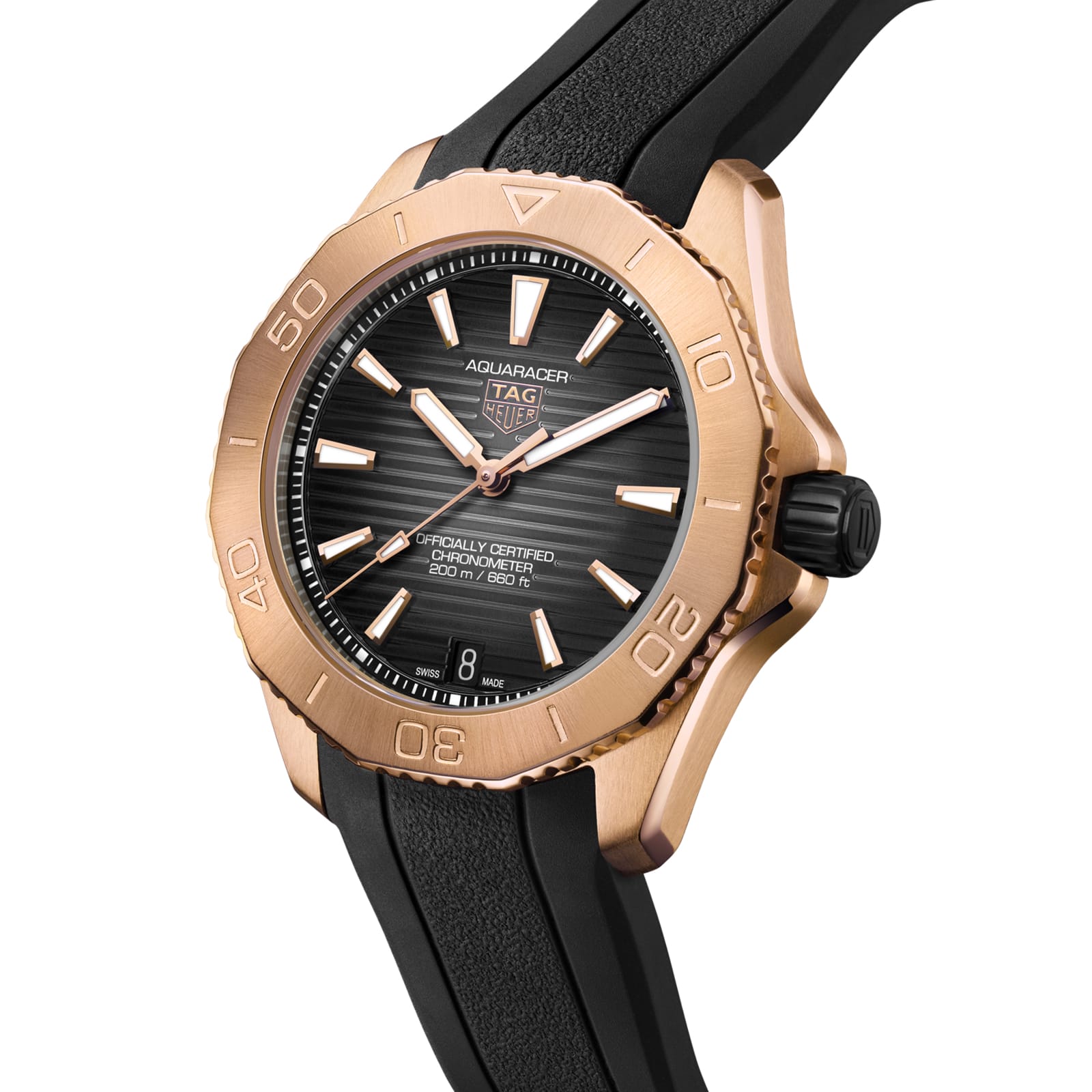 TAG Heuer Replica Watch Aquaracer Professional 200 Date Automatic 40 mm 18K 5N Solid Rose Gold(1:1 replica) - Elite Watch Atelier