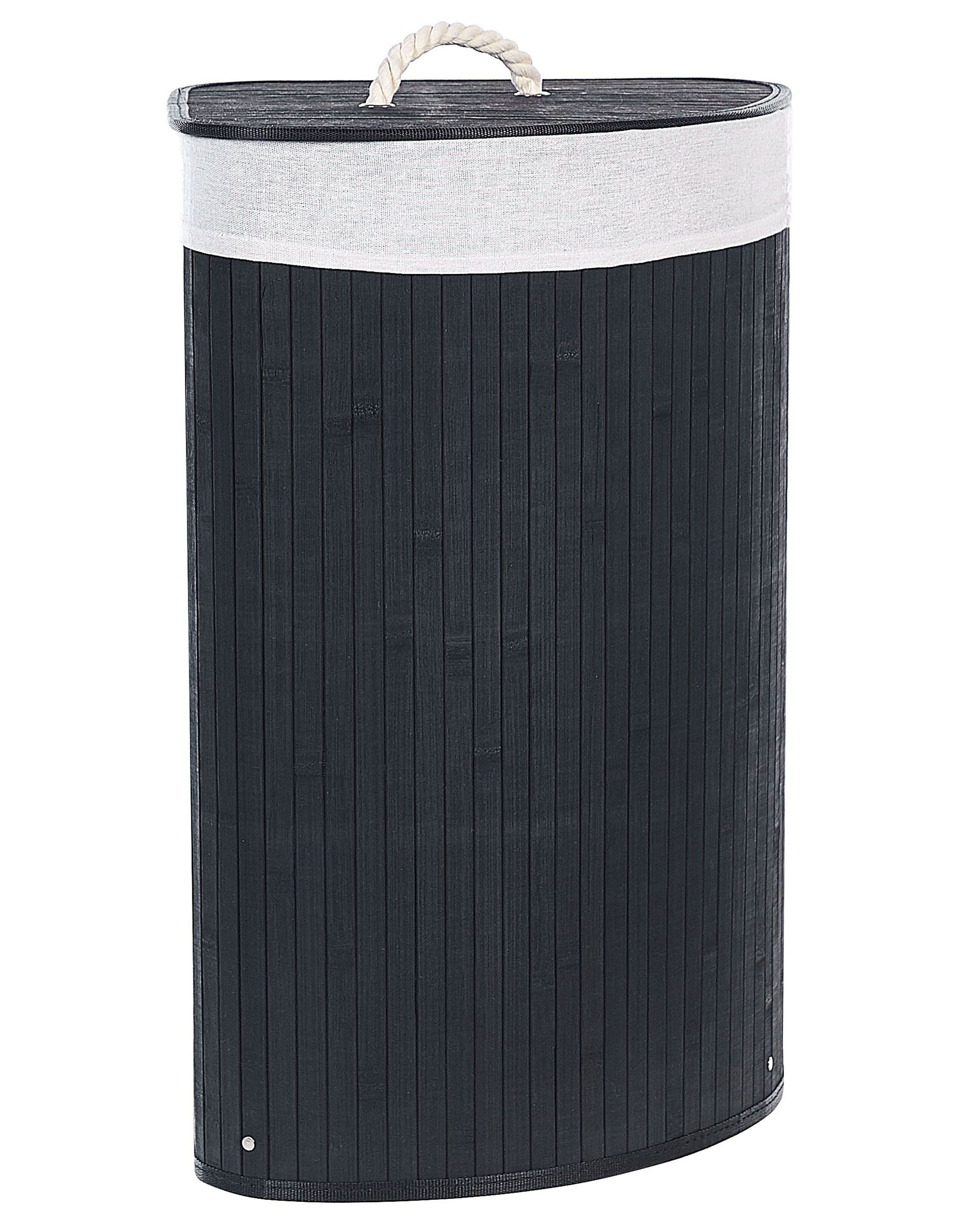 Laundry Basket MATARA Bamboo Black 57 L