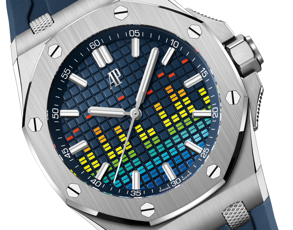 Audemars Piguet Royal Oak Offshore Selfwinding Music Edition Blue Ref. 15600TI.OO.A343CA.01(1:1 replica) - Elite Watch Atelier
