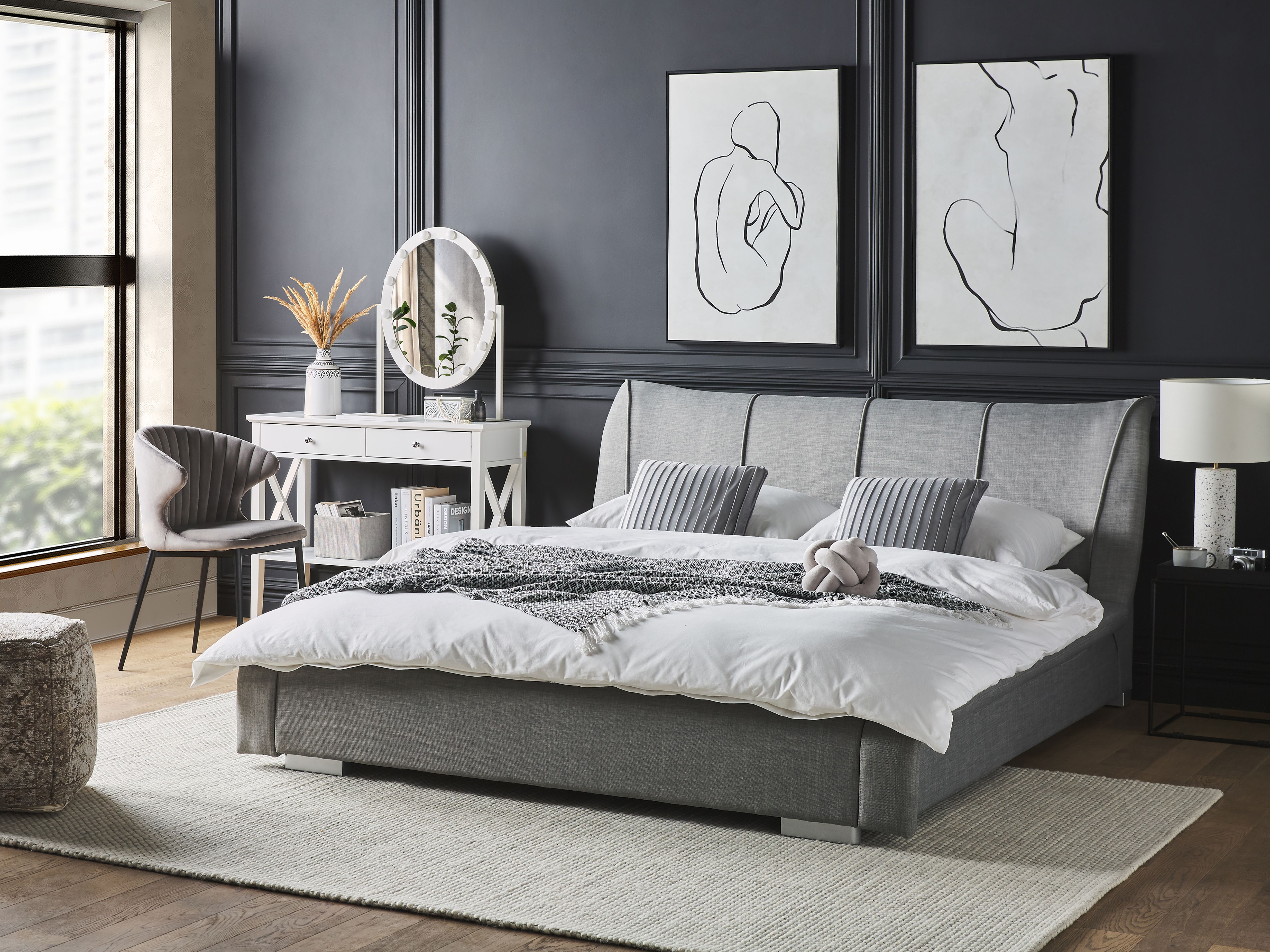 Waterbed Fabric NANTES 160 x 200 cm (EU King Size) Light Grey