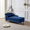 60.6" Velvet Chaise Lounge with Storage, Small Sofa Trimmed with Solid Metal Legs with 1 Pillow, Pink - Image 4