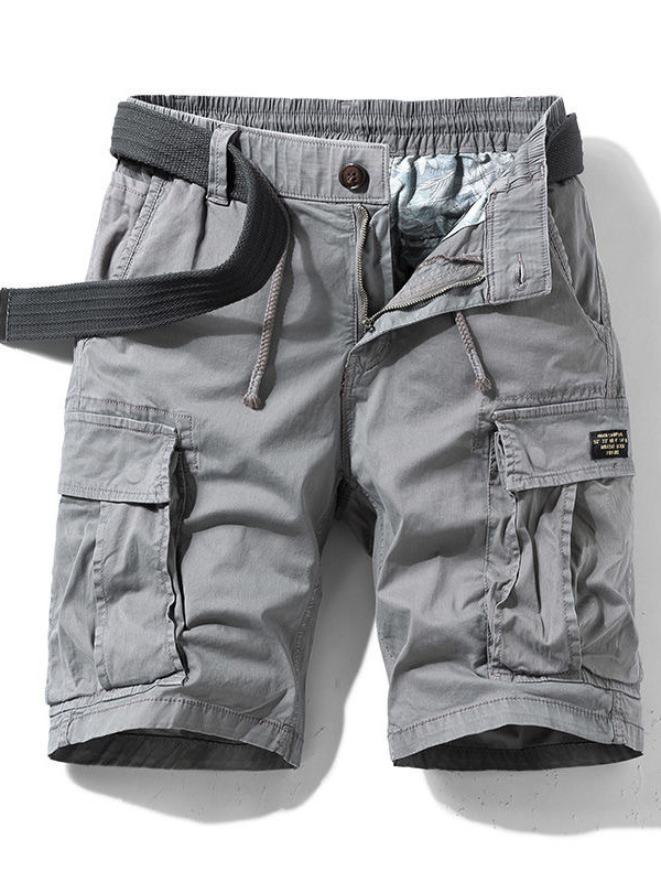 Army green work shorts for men, summer Japanese-style cityboy heavy-duty casual pants, straight-leg vintage trousers