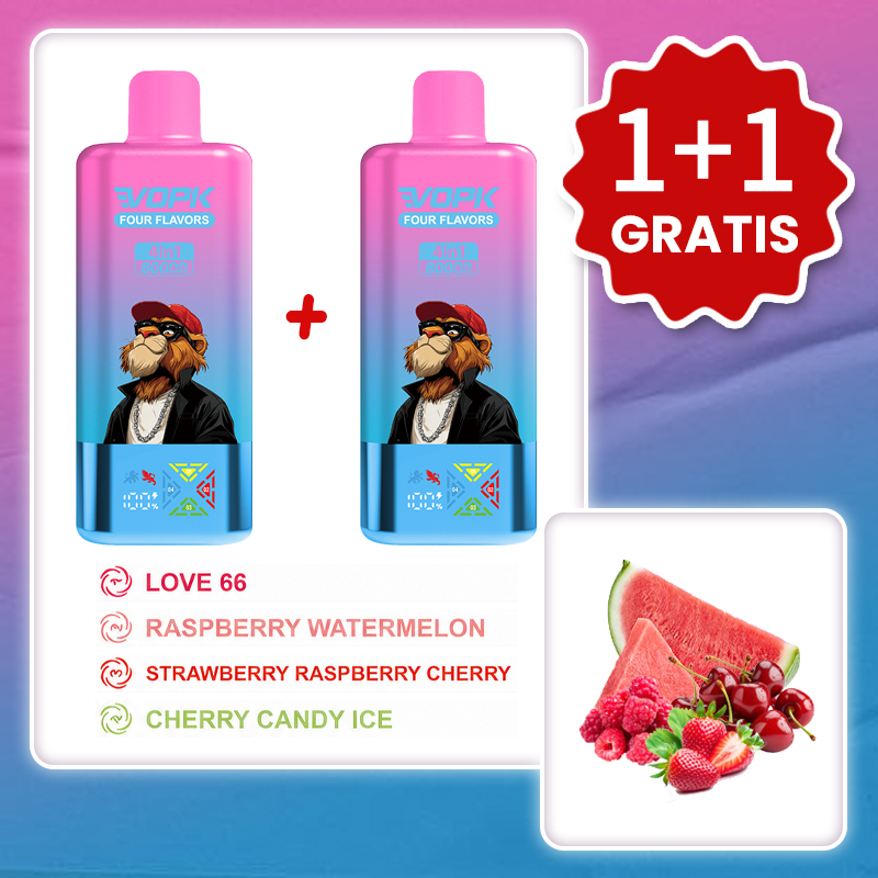 Love 66 + Malina i arbuz + Truskawka malina i wiśnia + Lodowy cukierek wiśniowy💥Promocja 1+1 GRATIS! VOPK 80 000 puffów