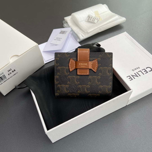 CELINE TRIOMPHE logo printed short trifold wallet