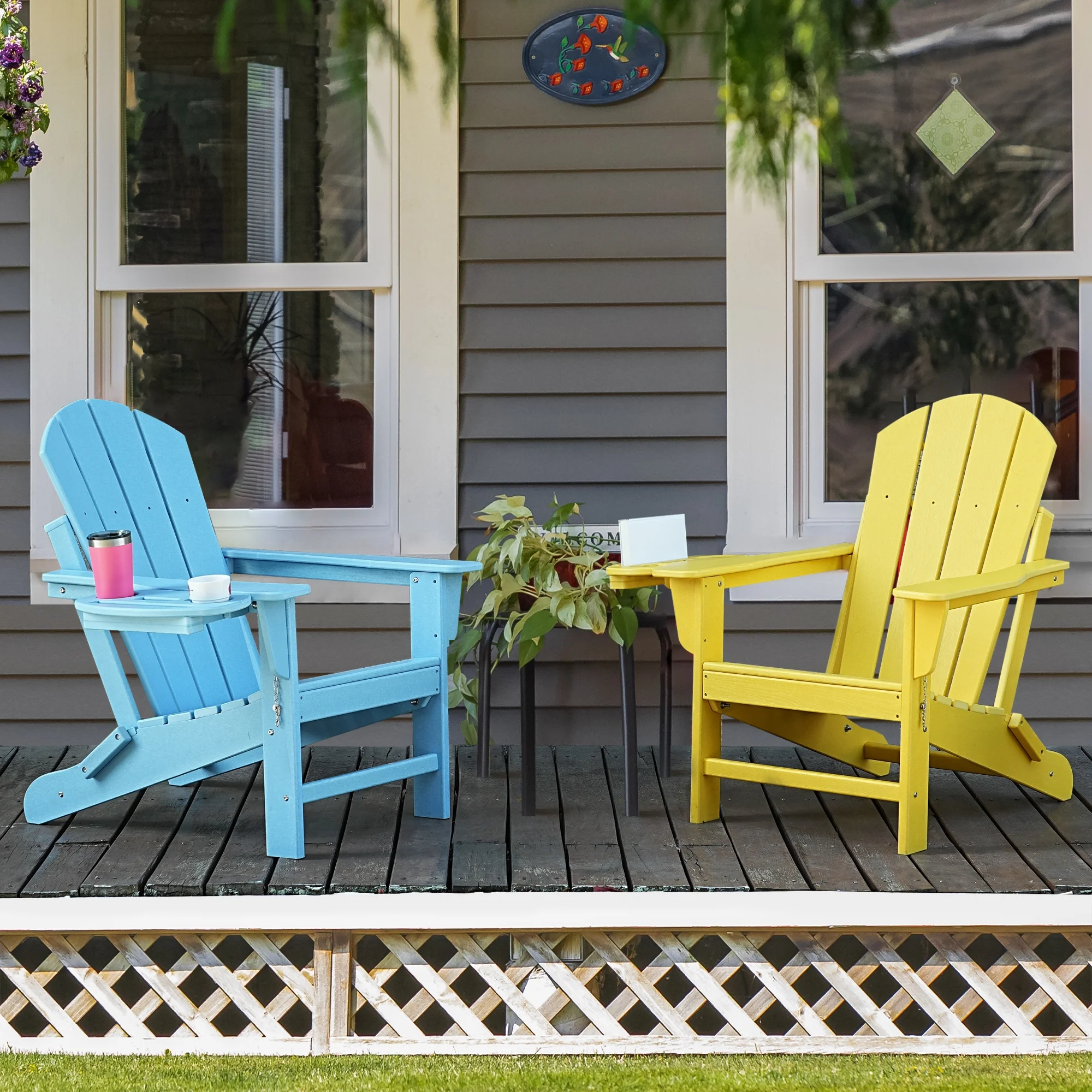 FOOWIN HDPE Plastic Adirondack Chairs Set of 4, Black - Image 32