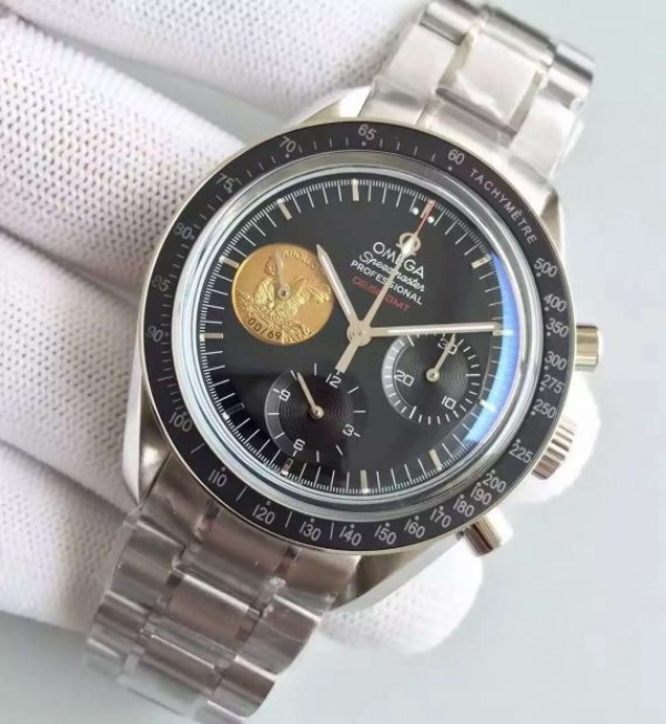 Replica Omega Speedmaster Apollo 11 40th anniversary Black Dial SS Bracelet Manual Winding - Elite Watch Atelier