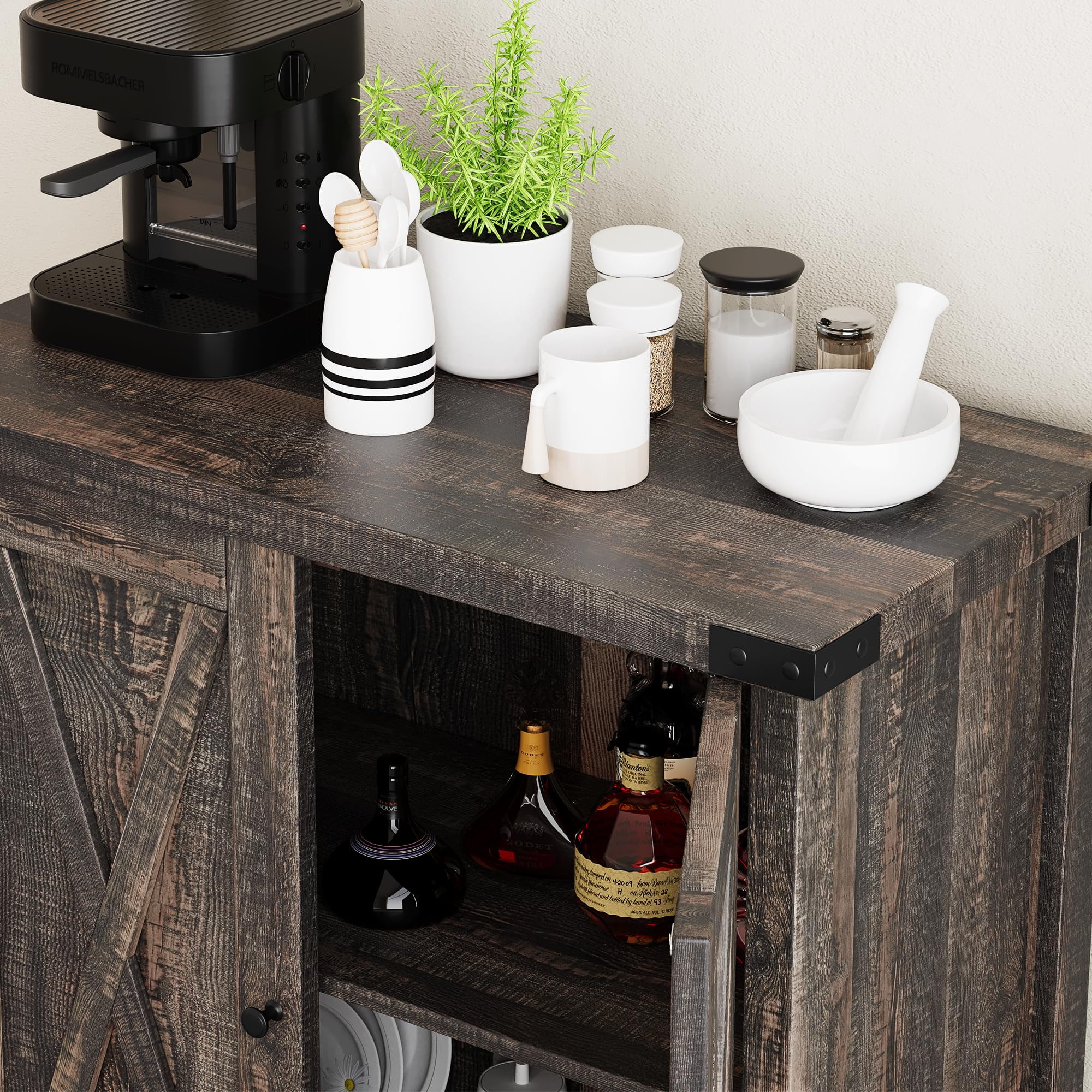 Coffee Bar Cabinet with Storage/Adjustable Shelf 30" Small Kitchen Bar Table Corner Bar Cabinet for Tea Buffet Sideboard Cabinet for Dining Room, Farmhouse Coffee Station for Wine - Image 15