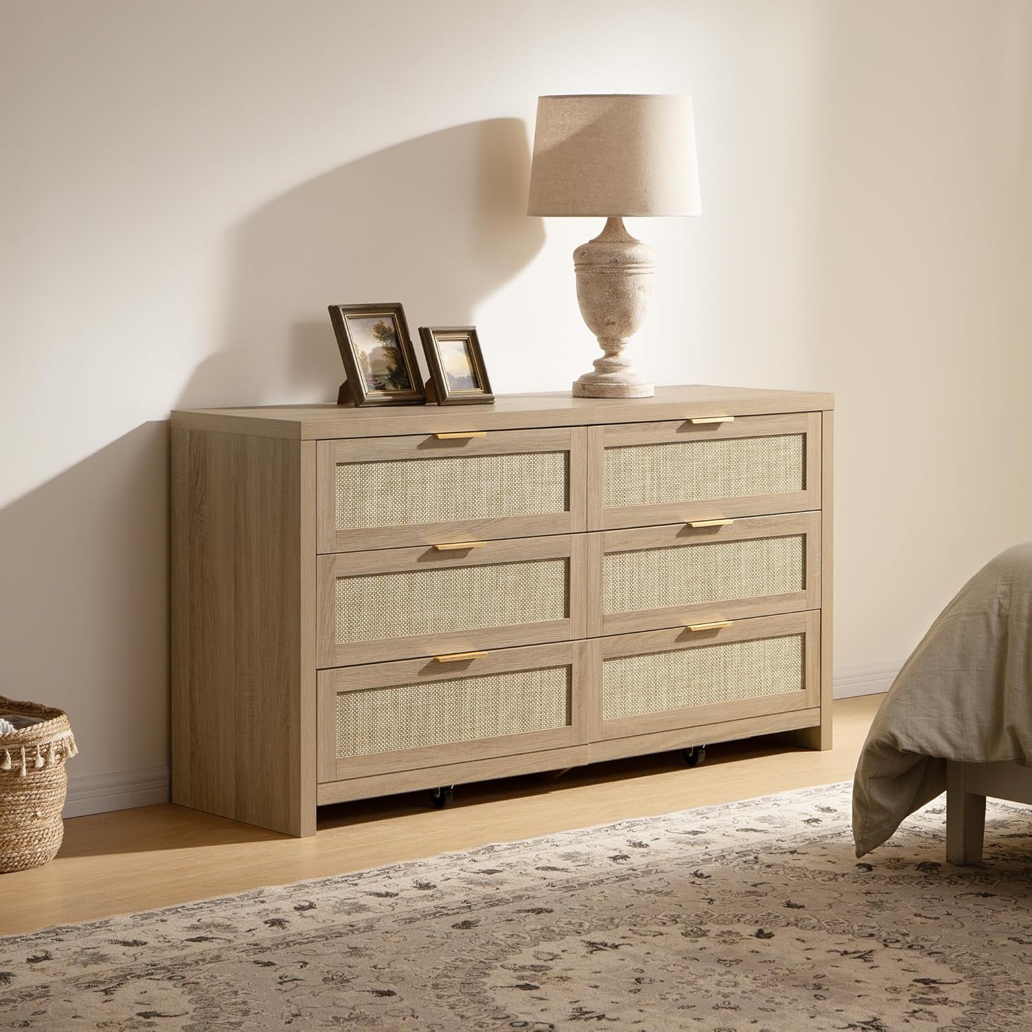 SICOTAS Rattan Dresser for Bedroom, 57
