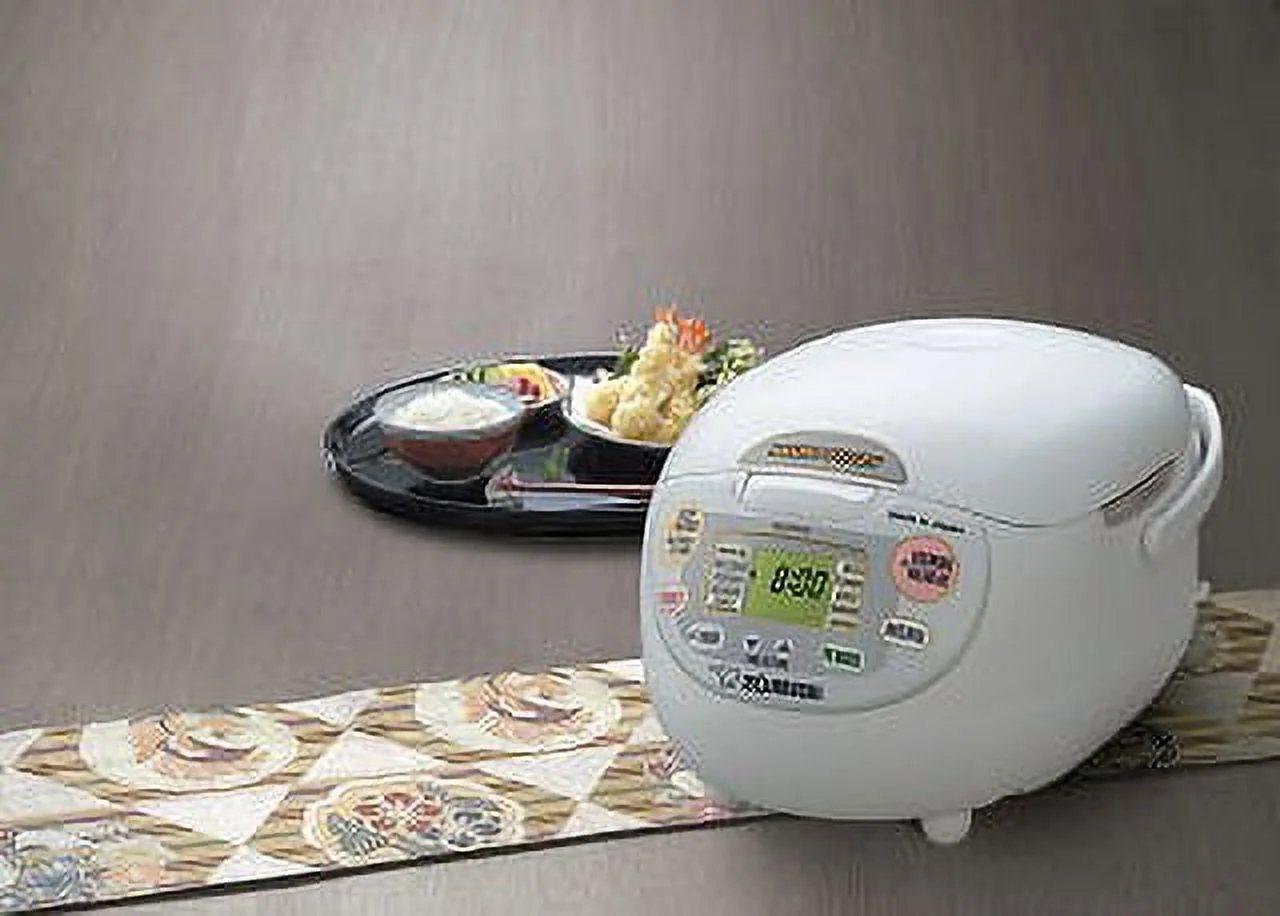 Zojirushi NS-ZCC18WZ Neuro Fuzzy Rice Cooker & Warmer, 10 Cup (Uncooked), Premium White, Made in Japan