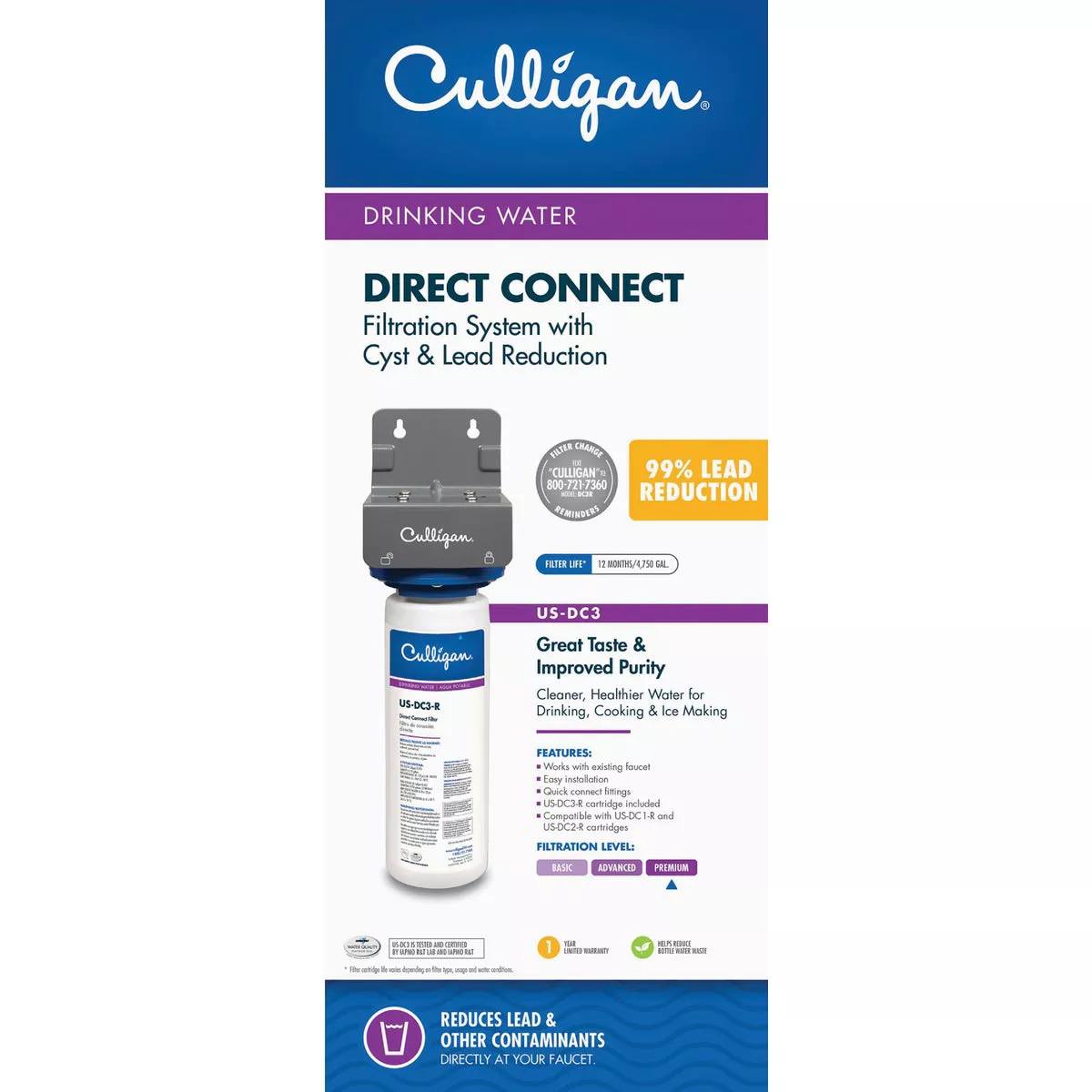Culligan US-DC-3 Direct Connect Under-Sink Water Filter