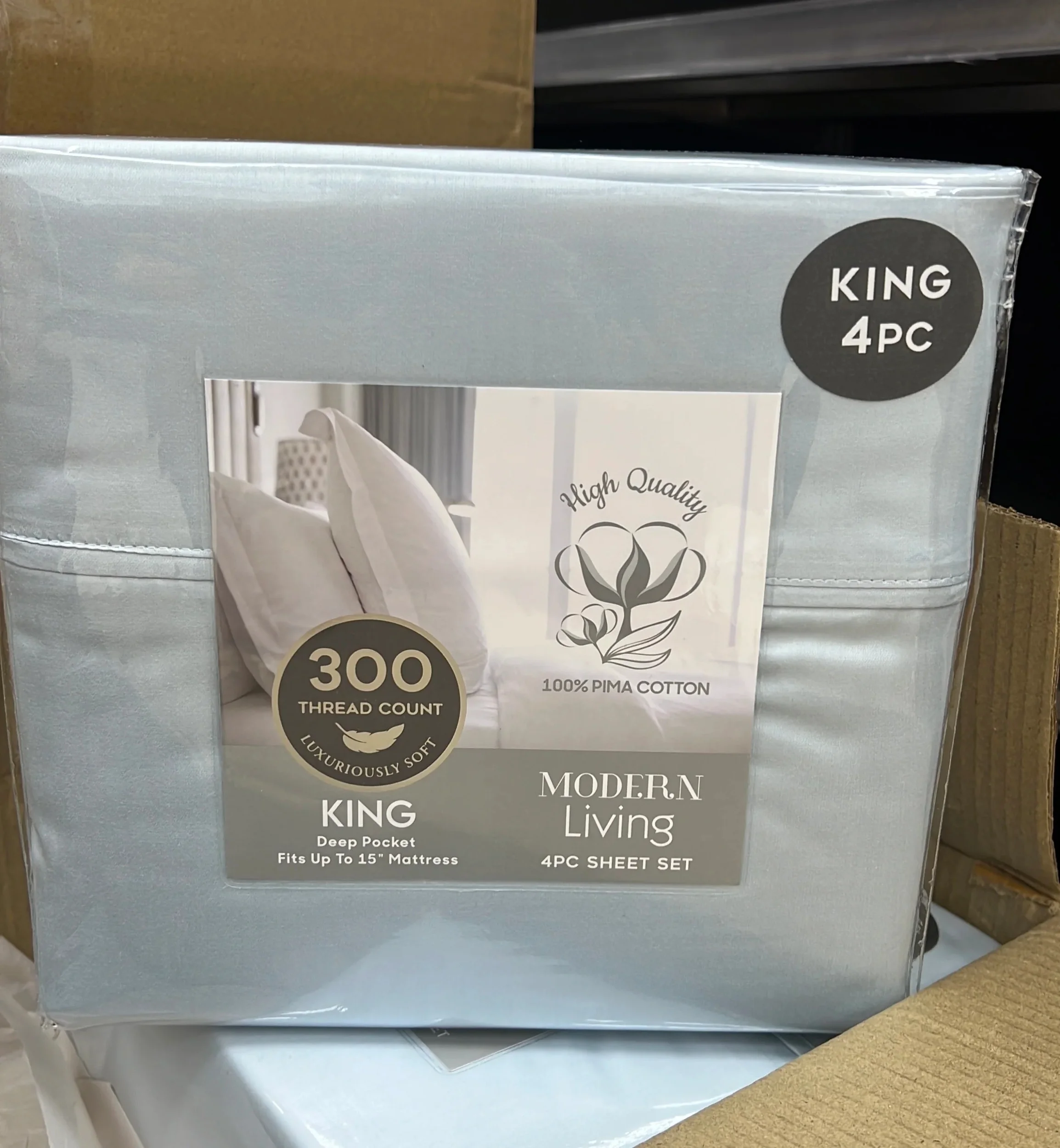 RT Designers Collection Modern Living 100% Pima Cotton Ultra Soft Sheet Set King Blue