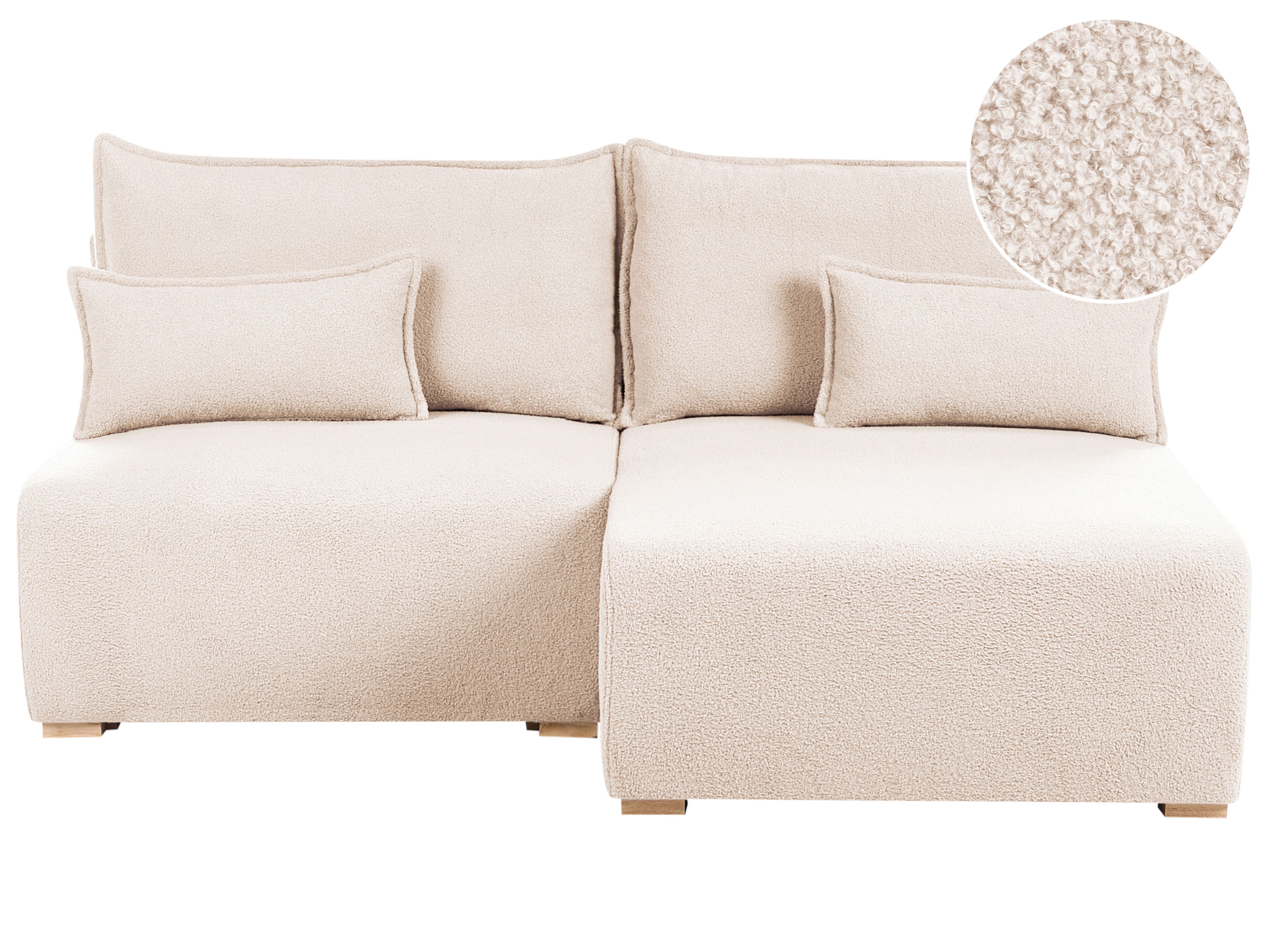 Modular Corner Sofa NERBO Boucle Beige Left Hand