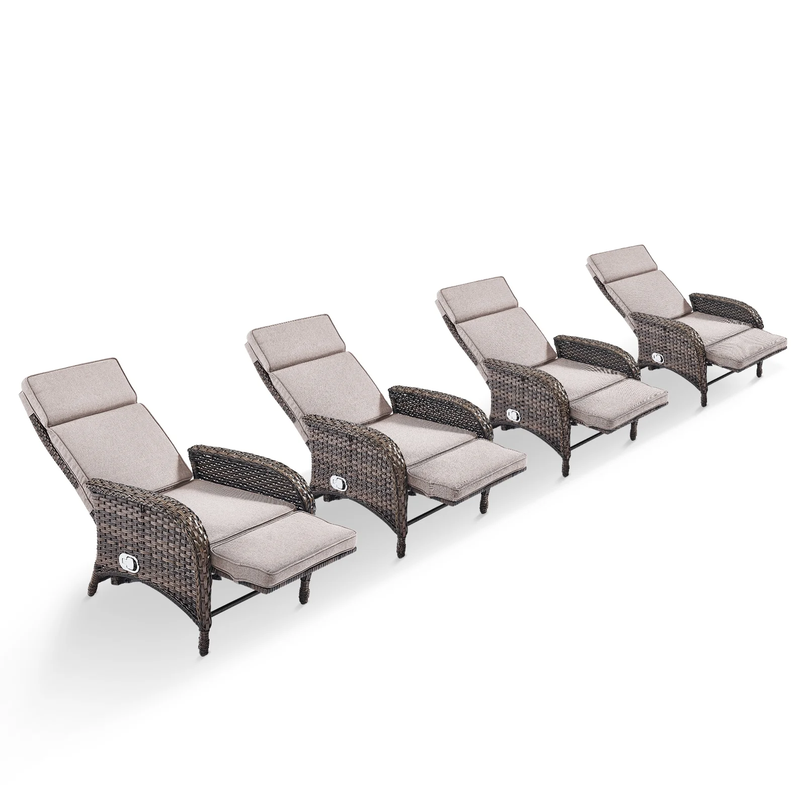 OPOHORO Outdoor Recliner Chair, Adjustable Reclining Patio Chair with Cushion, Wicker Outdoor Chaise Lounge with Adjustable Backrest and Footrest, Ideal for Pool Deck, Beige - Image 20