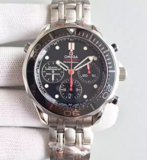 Replica Omega Seamaster 300m Diver Black Dial Black Inner Bezel SS Bracelet A7753 - Top club