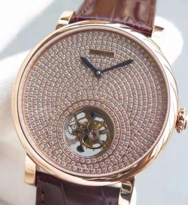 Replica Cartier Rotonde De Cartier Tourbillon RG Diamonds Dial - Elite Watch Atelier