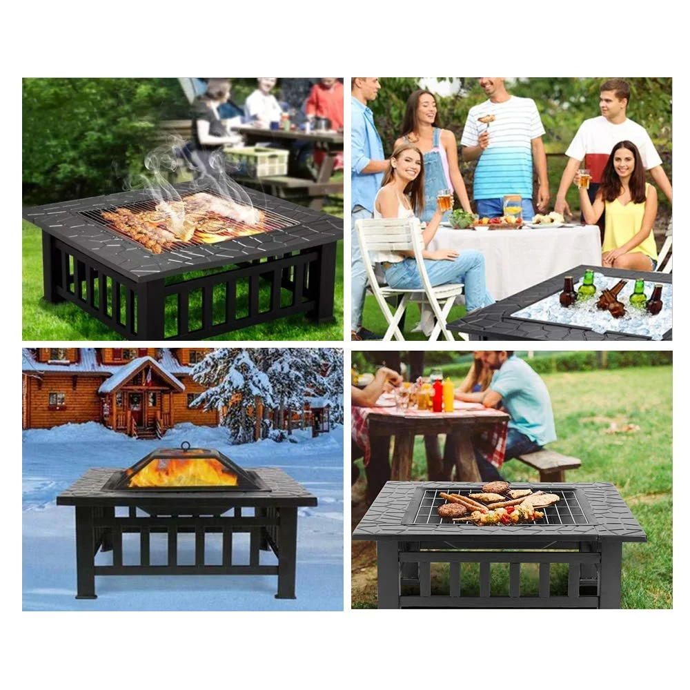 Outdoor Wood Burning Fire Pit, 24" Hexagon Metal Fire Pit for Patio with Poker, Spark Screen, Hex Shaped Fire Pit BBQ Grill, Garden Firepit Stove for Camping Picnic Bonfire Backyard, JA2419 - Image 14