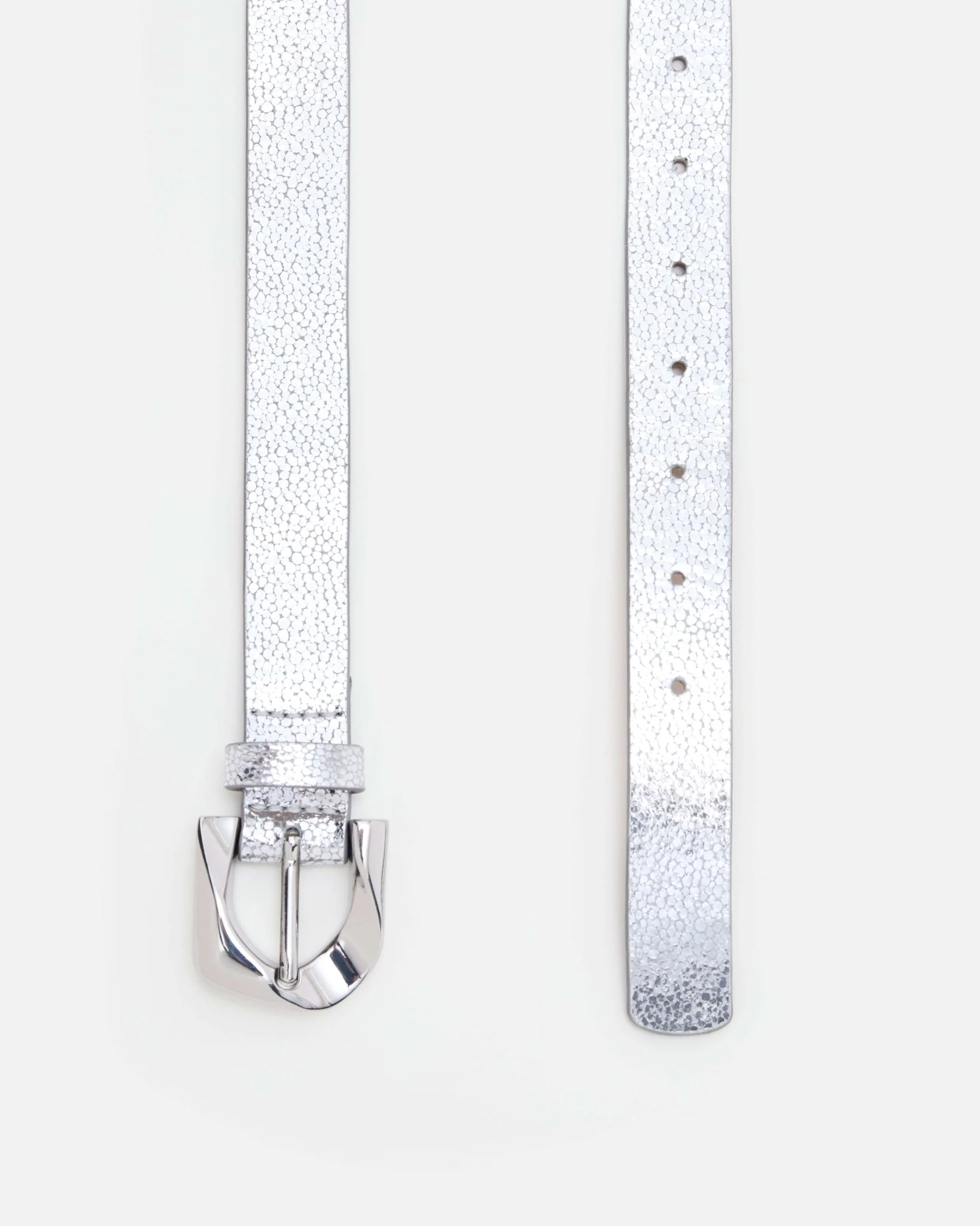 CEINTURE KARY/MET - En cuir métallisé argent
