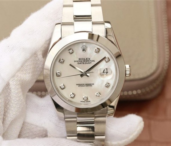 Replica Rolex DateJust 41mm 126300 Noob White MOP Dial Diamonds Markers SS Bracelet A3235 - Elite Watch Atelier