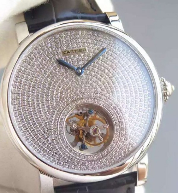 Replica Cartier Rotonde De Cartier Tourbillon SS Diamonds Dial - Top club