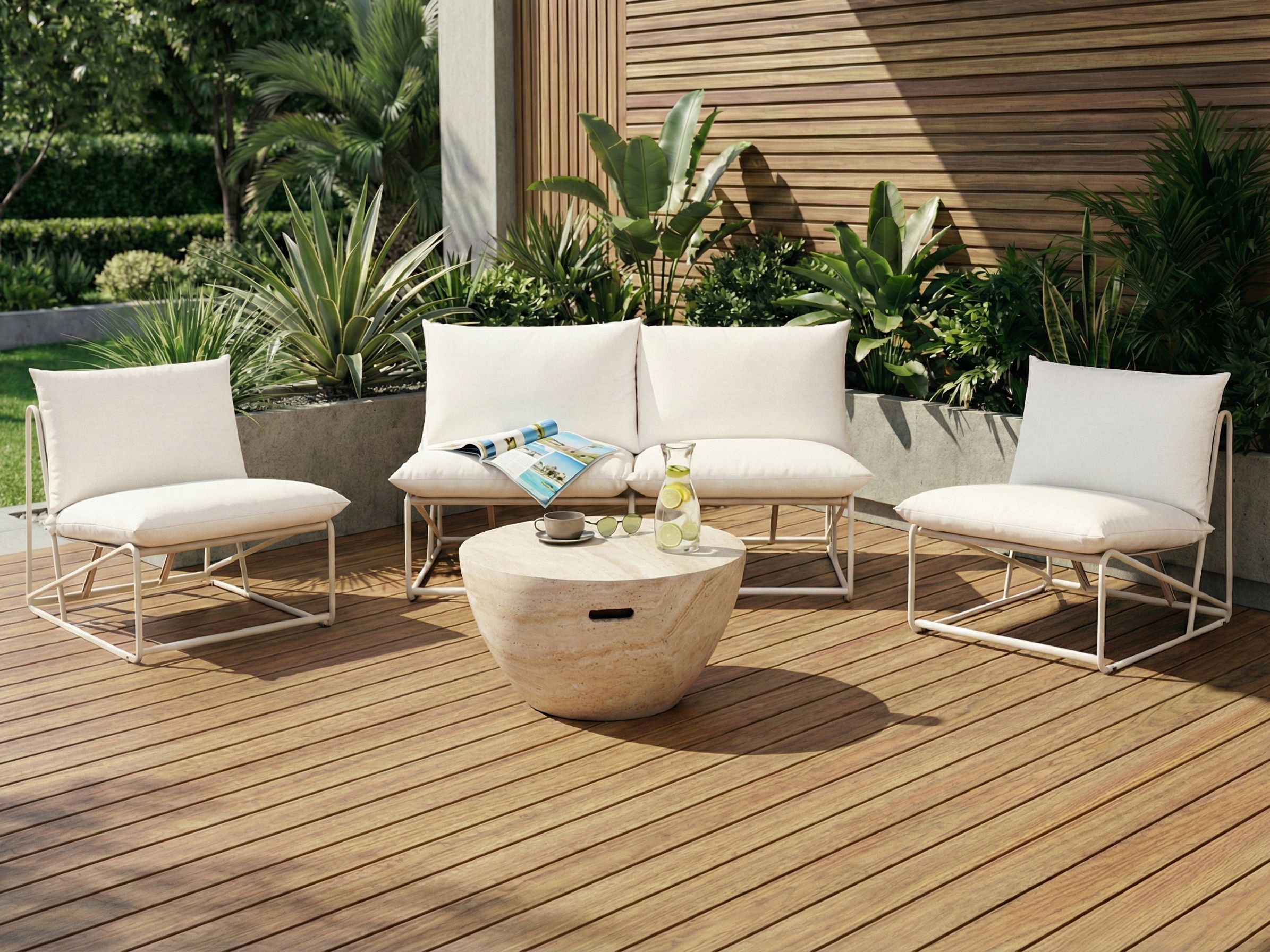 Garden Sofa Set 4 Seater PICO Metal Light Beige