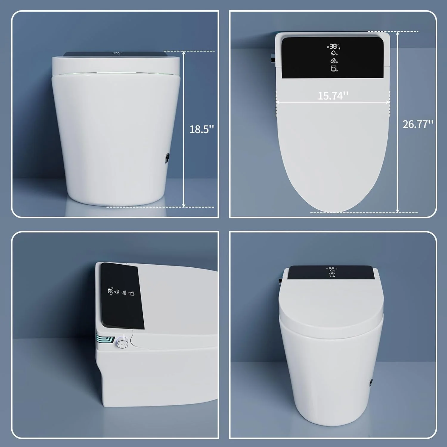 LALAHOO Smart Toilet with Bidet Built in, Auto Open & Close, Elongated Heated seat, Foot Sensor Flush, LED Display, Warm Water Wash, Dryer, Night Light, Black - Image 41