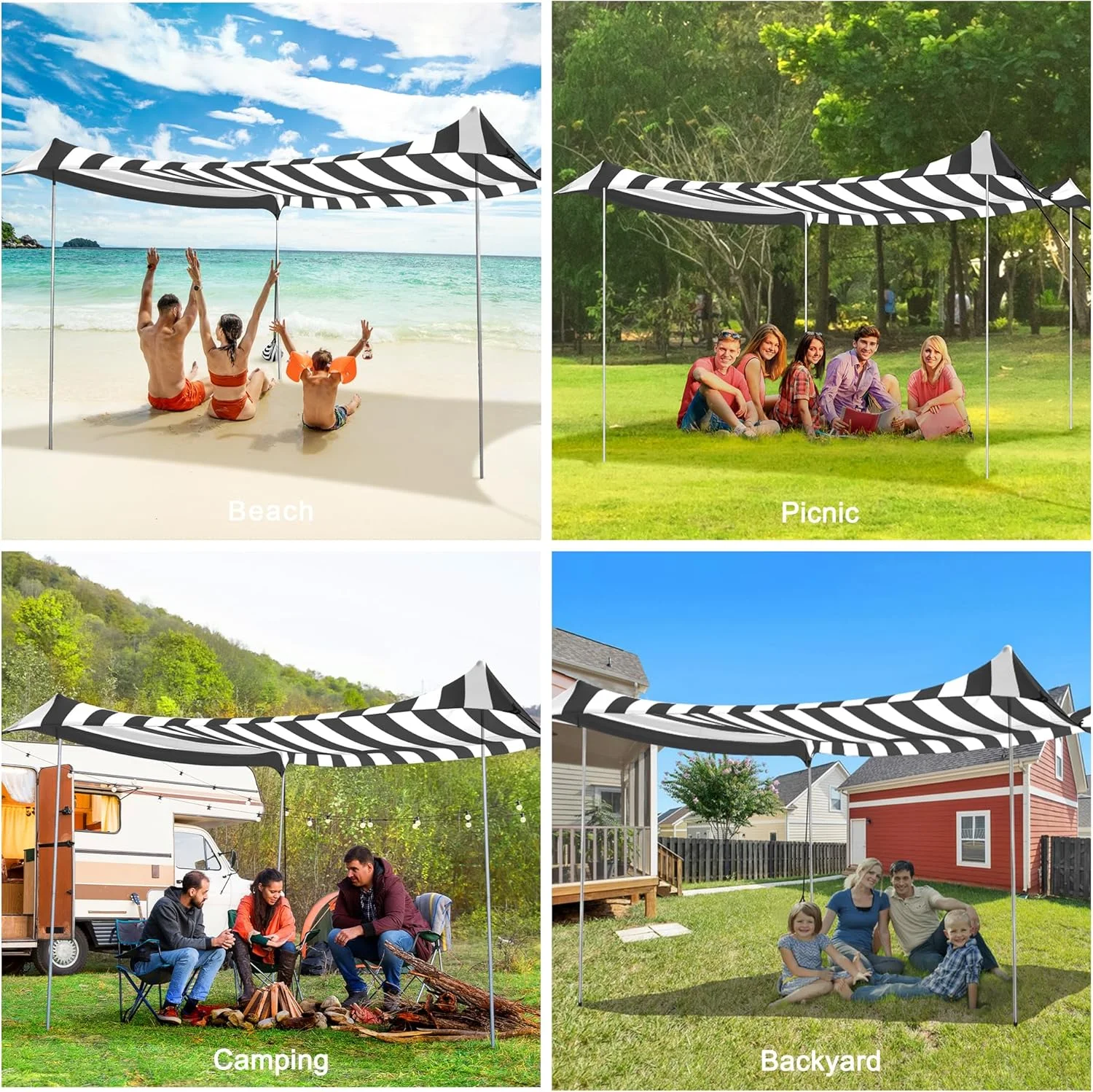 Beach Tent, UPF 50+ Beach Canopy Sun Shade, Portable 10×10 FT Large Pop-Up Beach Tent Sun Shelter with Sand Anchors, Ground Pegs, Easy Setup for Beach, Camping, Park, and Backyard Fun - Image 29