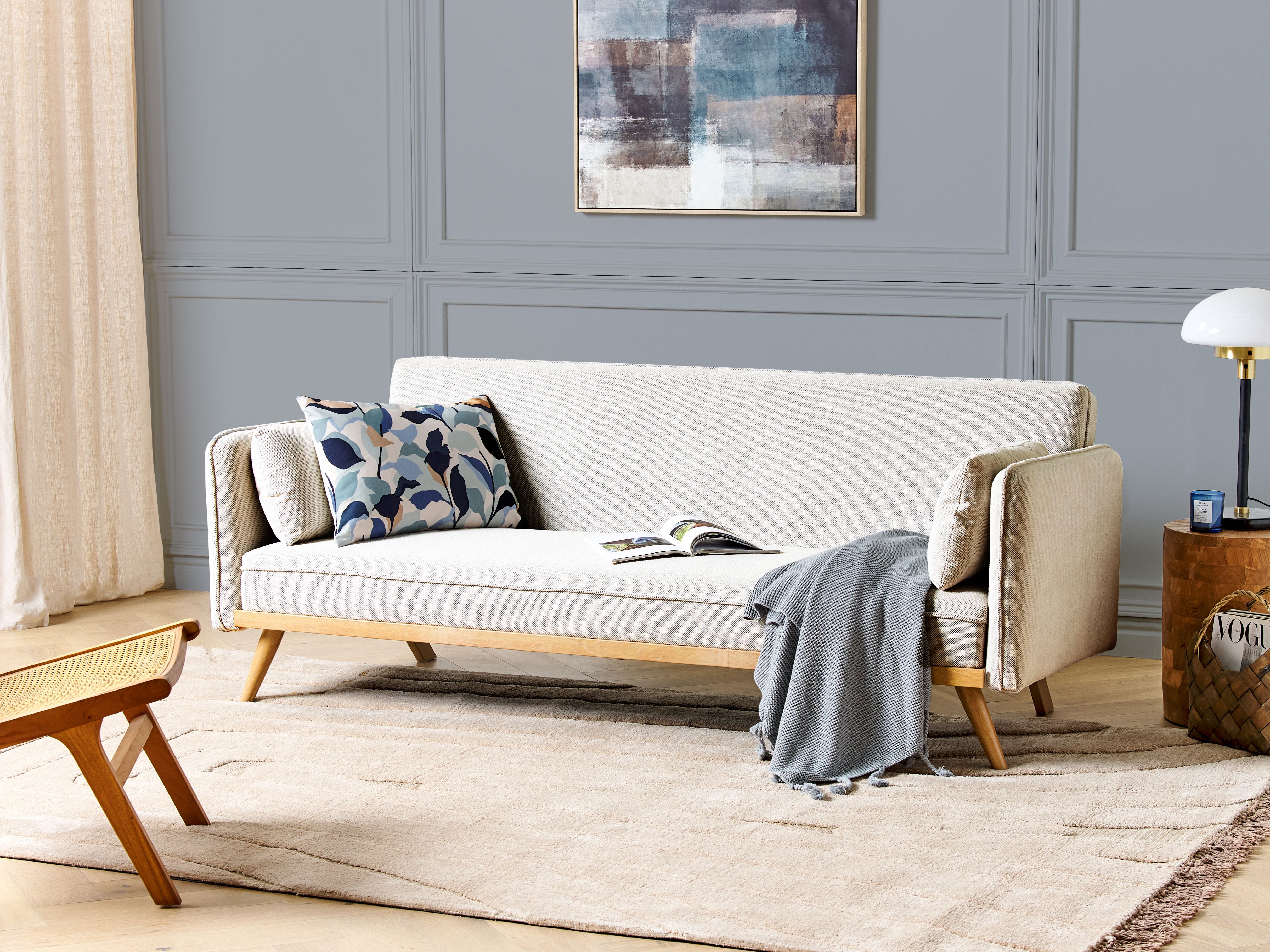 Sofa Bed 3 Seater ASAA Fabric Off-White