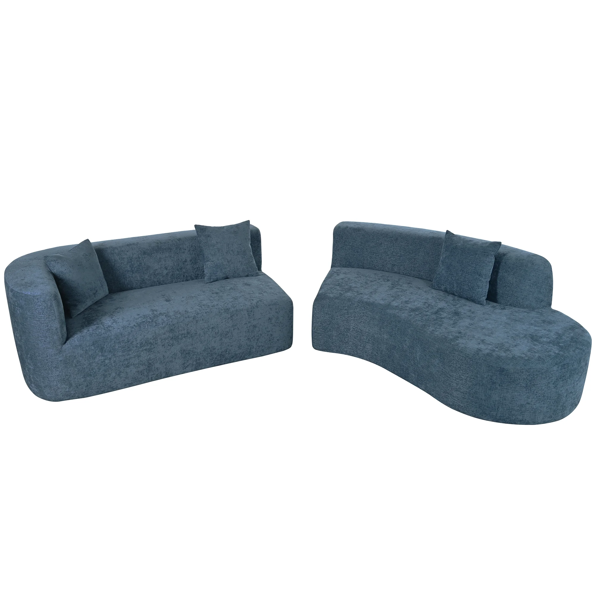 Harper & Bright Designs Modern Curved Floor Sofa Set, Modular Sectional Sponge Couch for Living Room, 2 PC Free Combination No Assembly Foam-Filled Sofa, Beige - Image 102