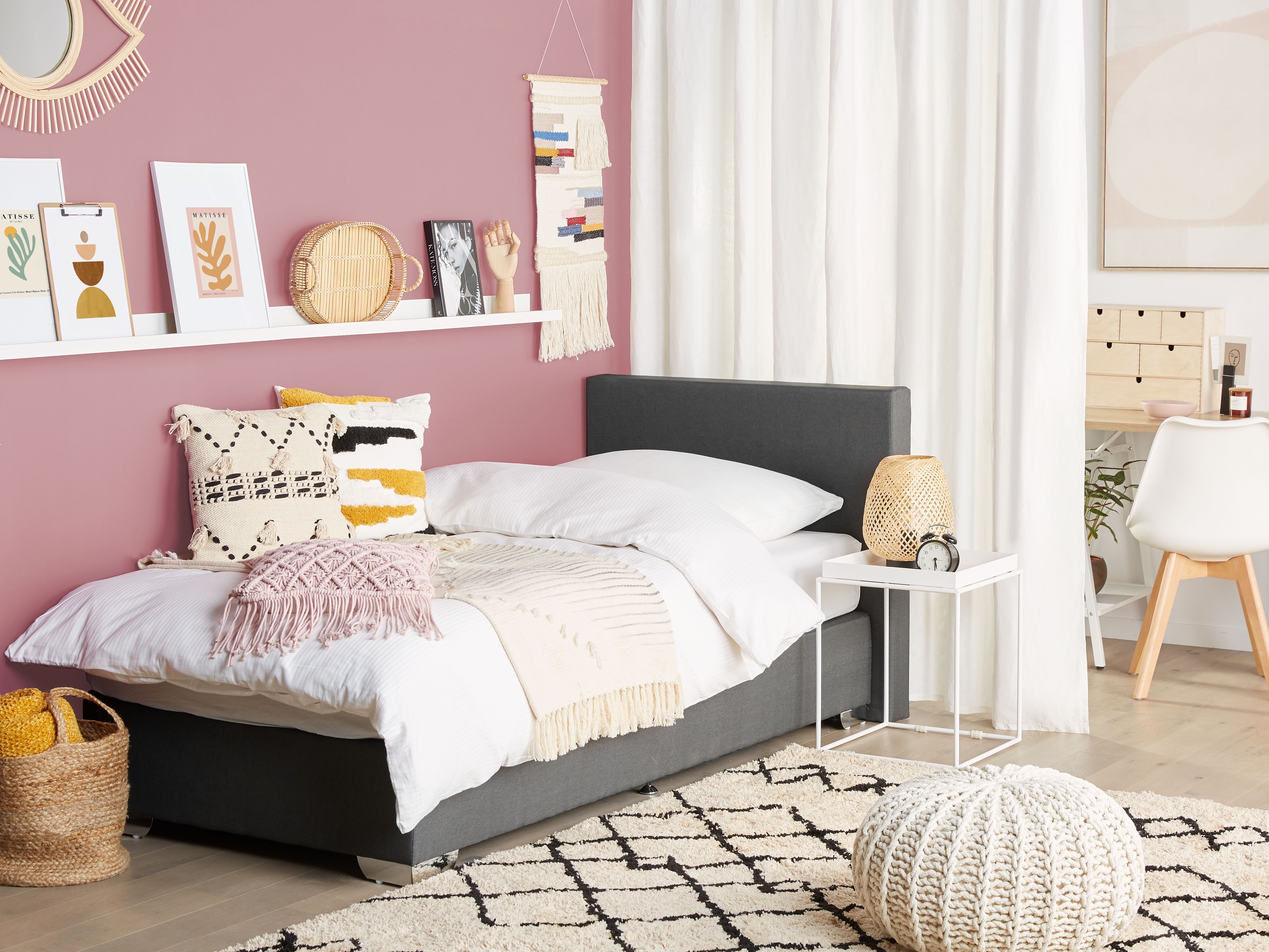 Divan Bed Fabric PRESIDENT 90 x 200 cm (EU Single) Dark Grey