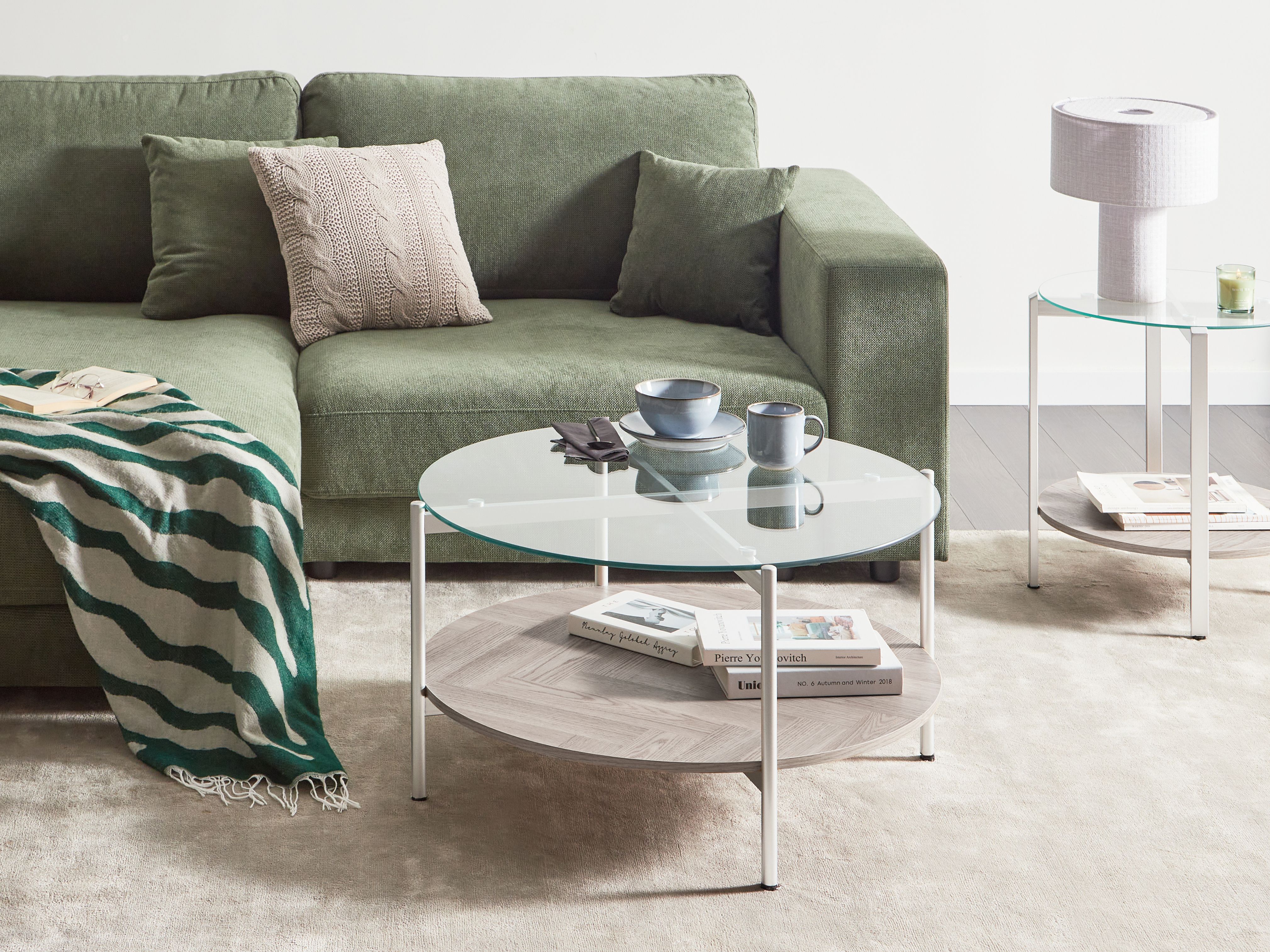 Coffee Table LOVELL Tempered Glass Silver